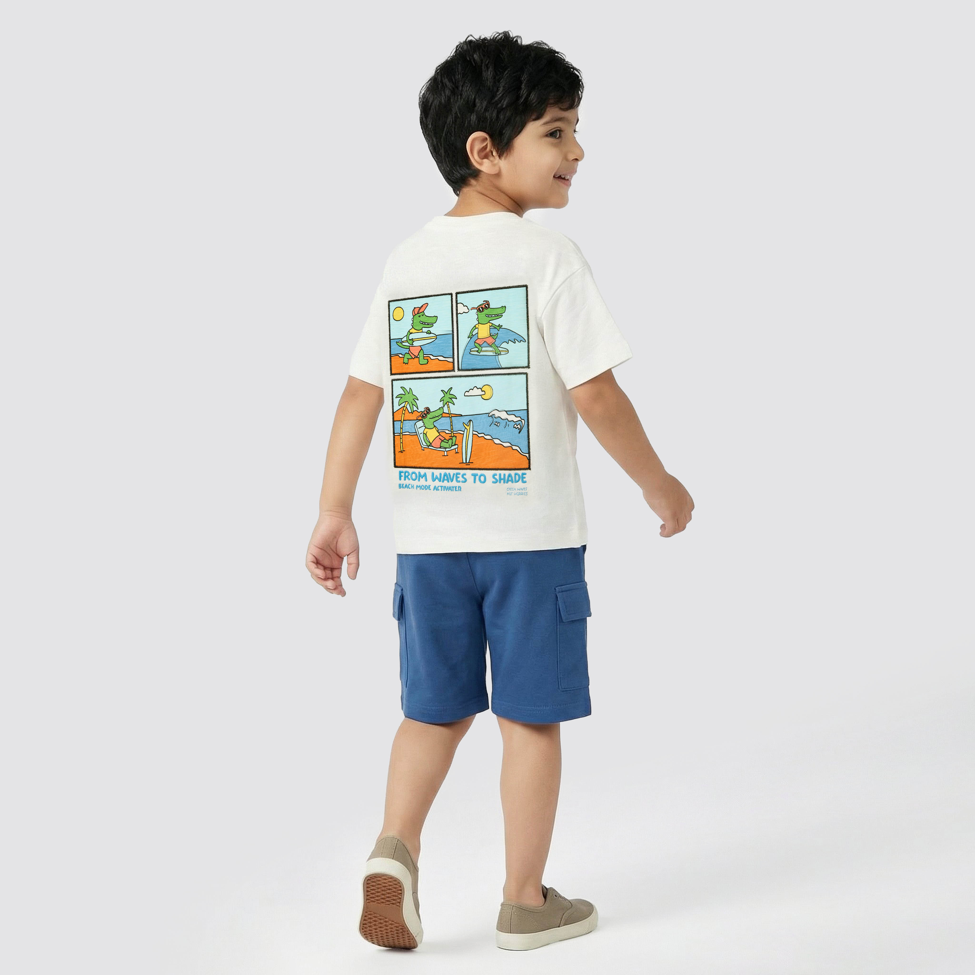 Juniors Crew Neck Short Sleeves T-shirt and Shorts Set with Graphic Print-boys-clothing-setsandcoords-image-1
