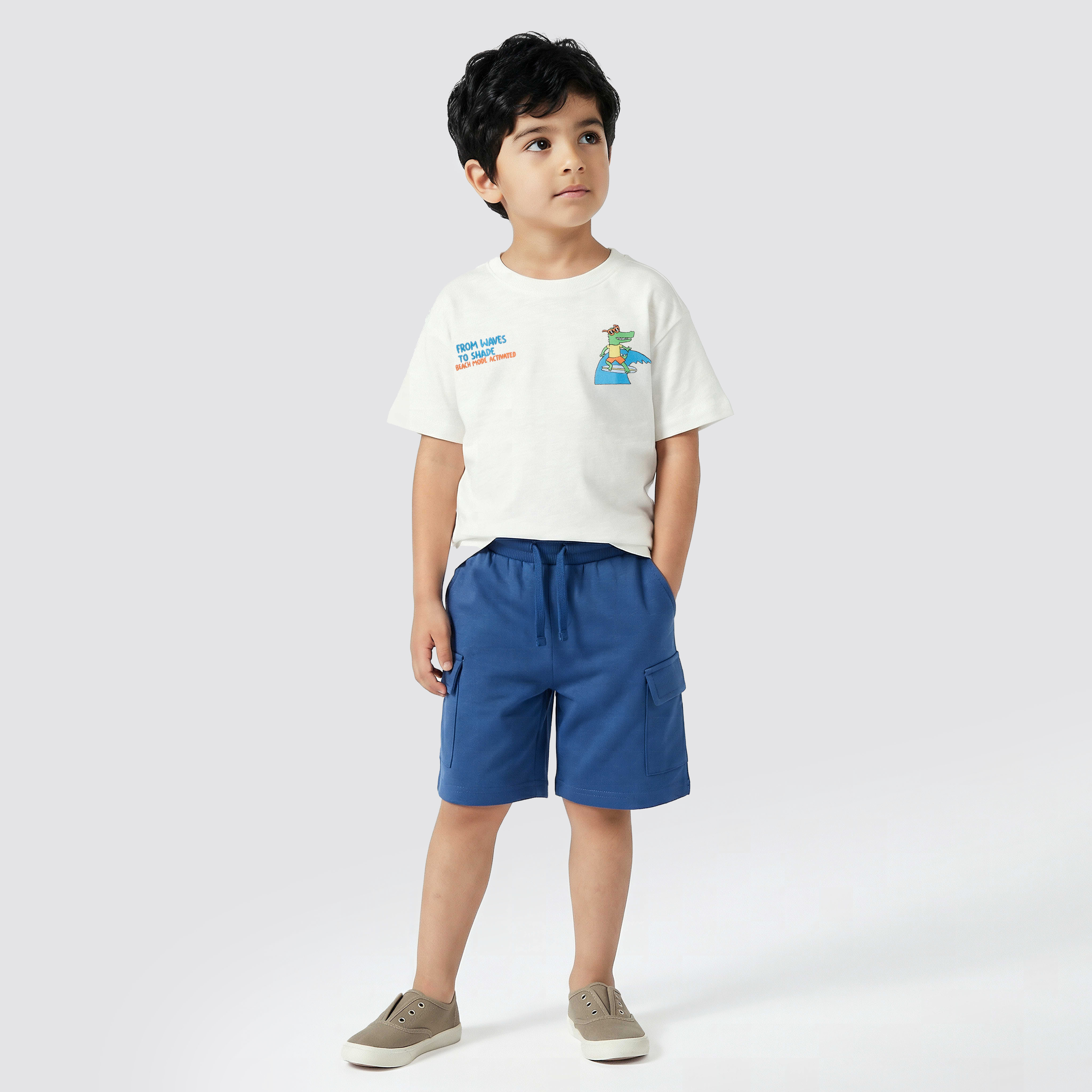 Juniors Crew Neck Short Sleeves T-shirt and Shorts Set with Graphic Print-boys-clothing-setsandcoords-image-4