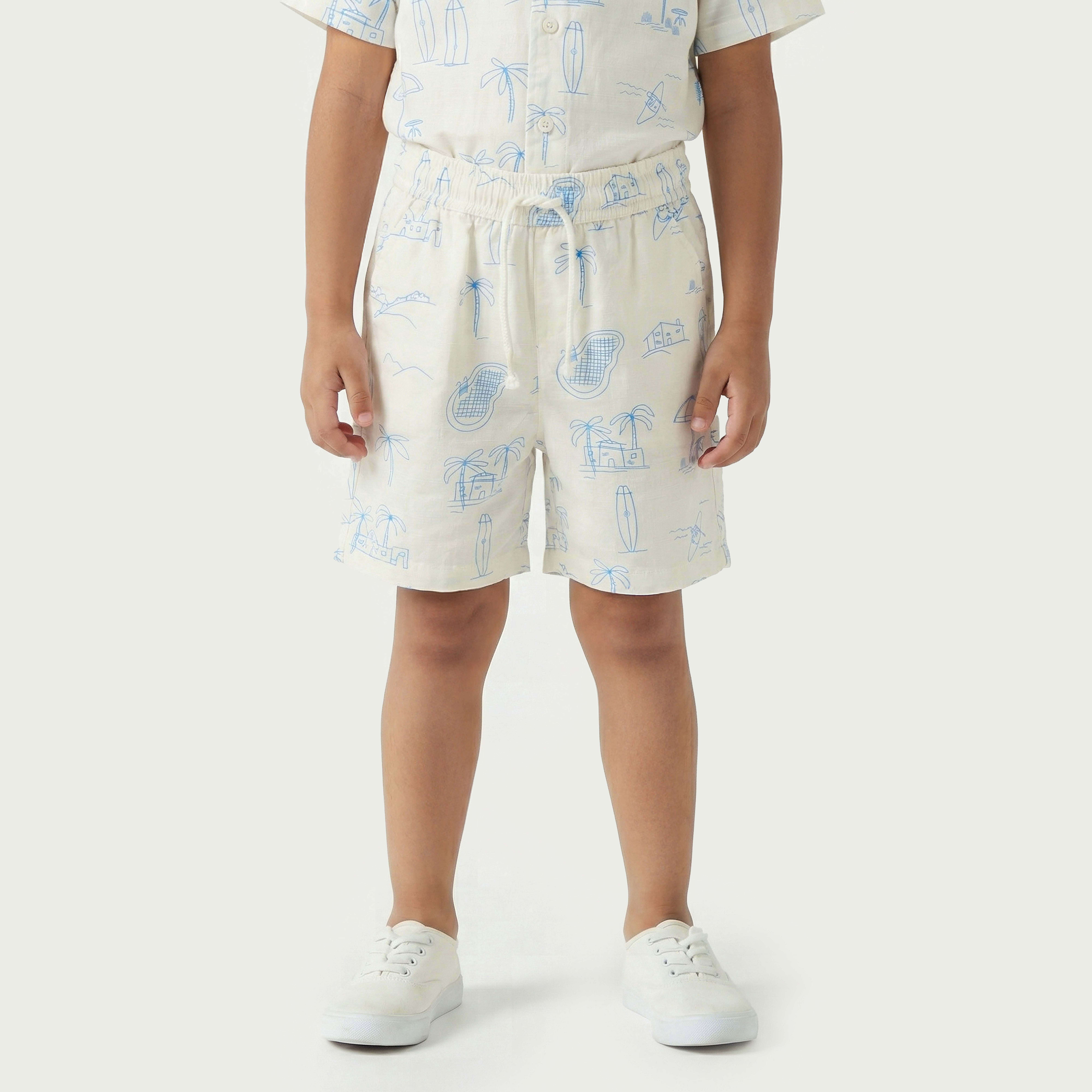 Juniors Collared Short Sleeves Shirt and Shorts Set with Print-baby-boys-clothing-setsandcoords-image-3