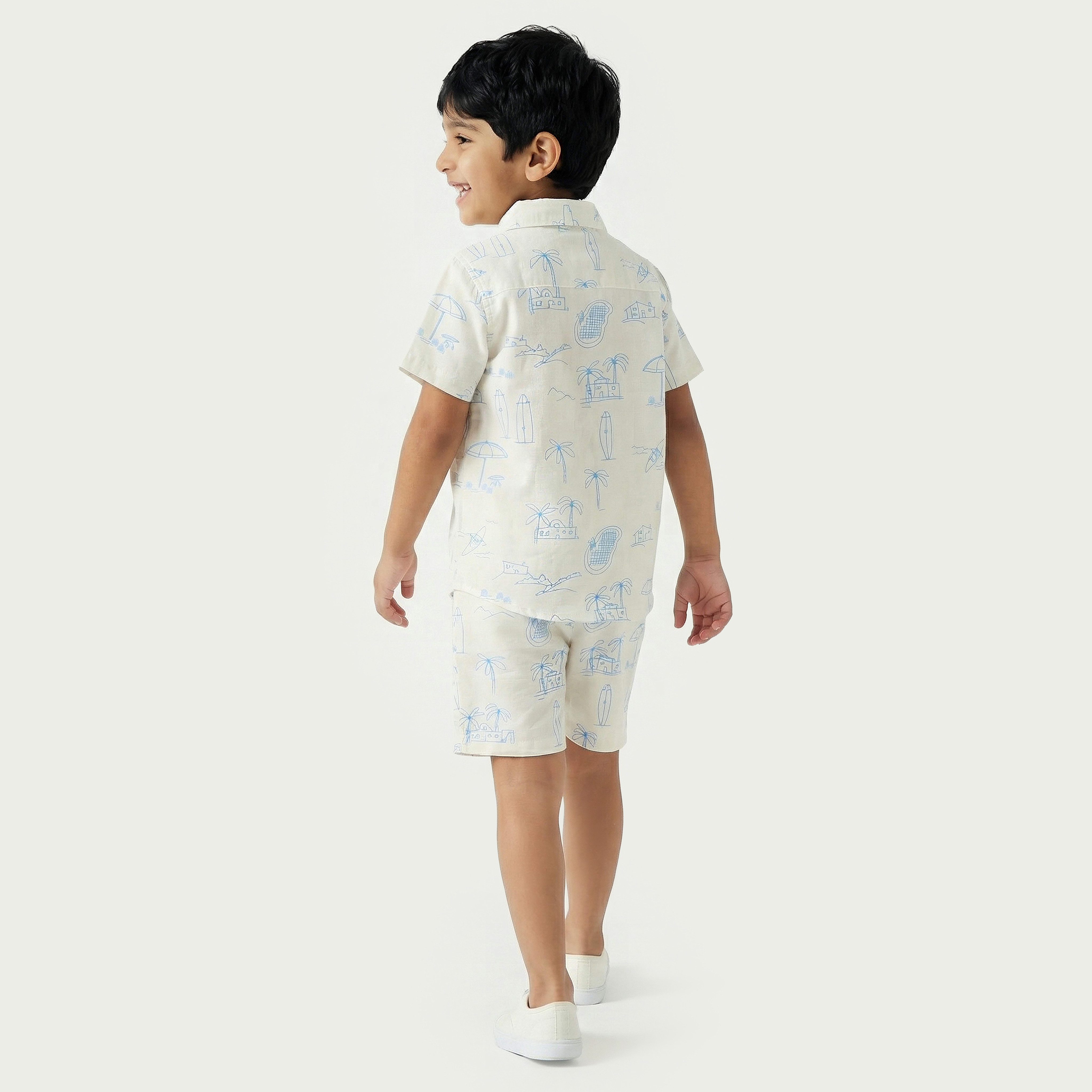 Juniors Collared Short Sleeves Shirt and Shorts Set with Print-baby-boys-clothing-setsandcoords-image-4