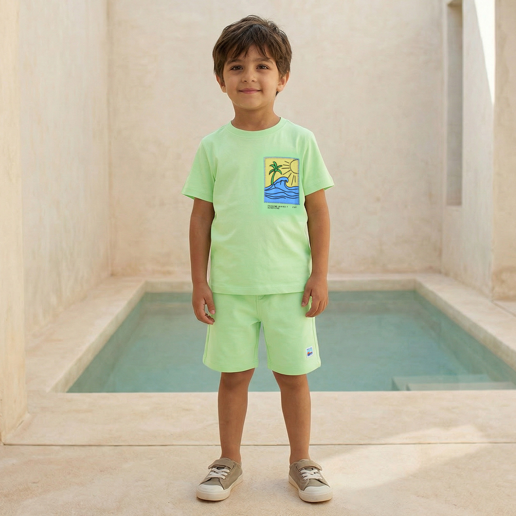 Set of 3 Juniors Crew Neck Short Sleeves T-shirt and Shorts Set with Graphic Print-boys-clothing-setsandcoords-image-1