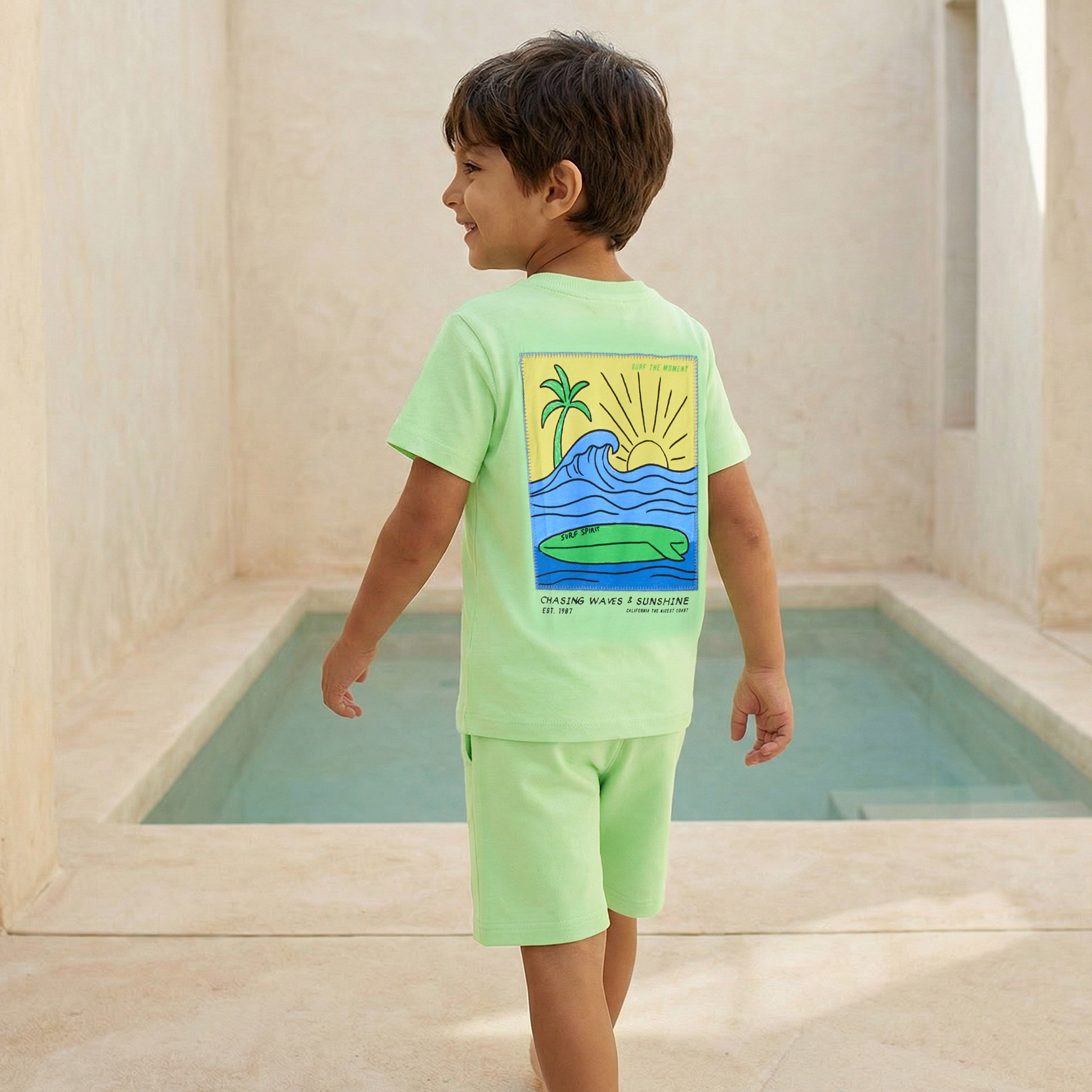 Set of 3 Juniors Crew Neck Short Sleeves T-shirt and Shorts Set with Graphic Print-boys-clothing-setsandcoords-image-3