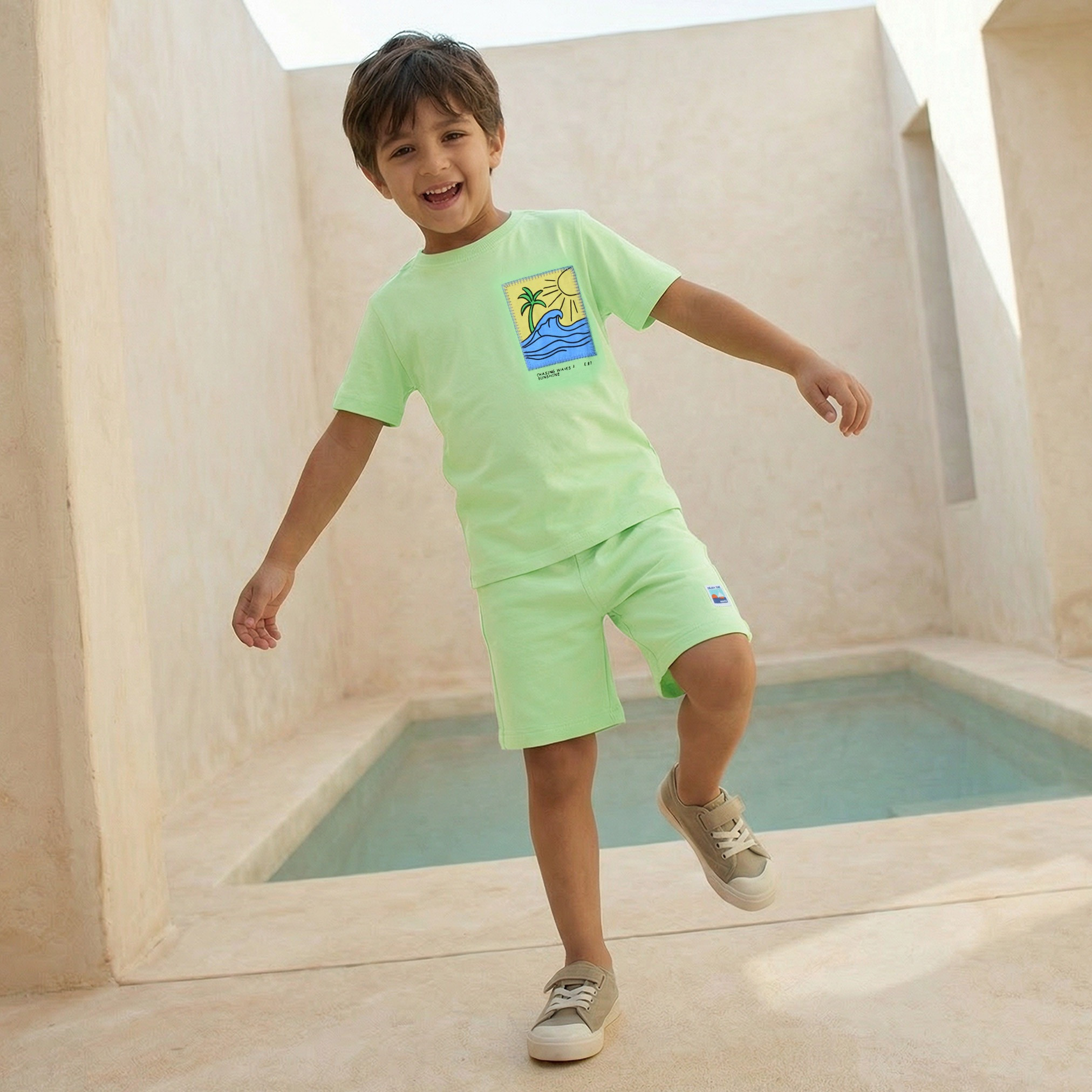 Set of 3 Juniors Crew Neck Short Sleeves T-shirt and Shorts Set with Graphic Print-boys-clothing-setsandcoords-image-7