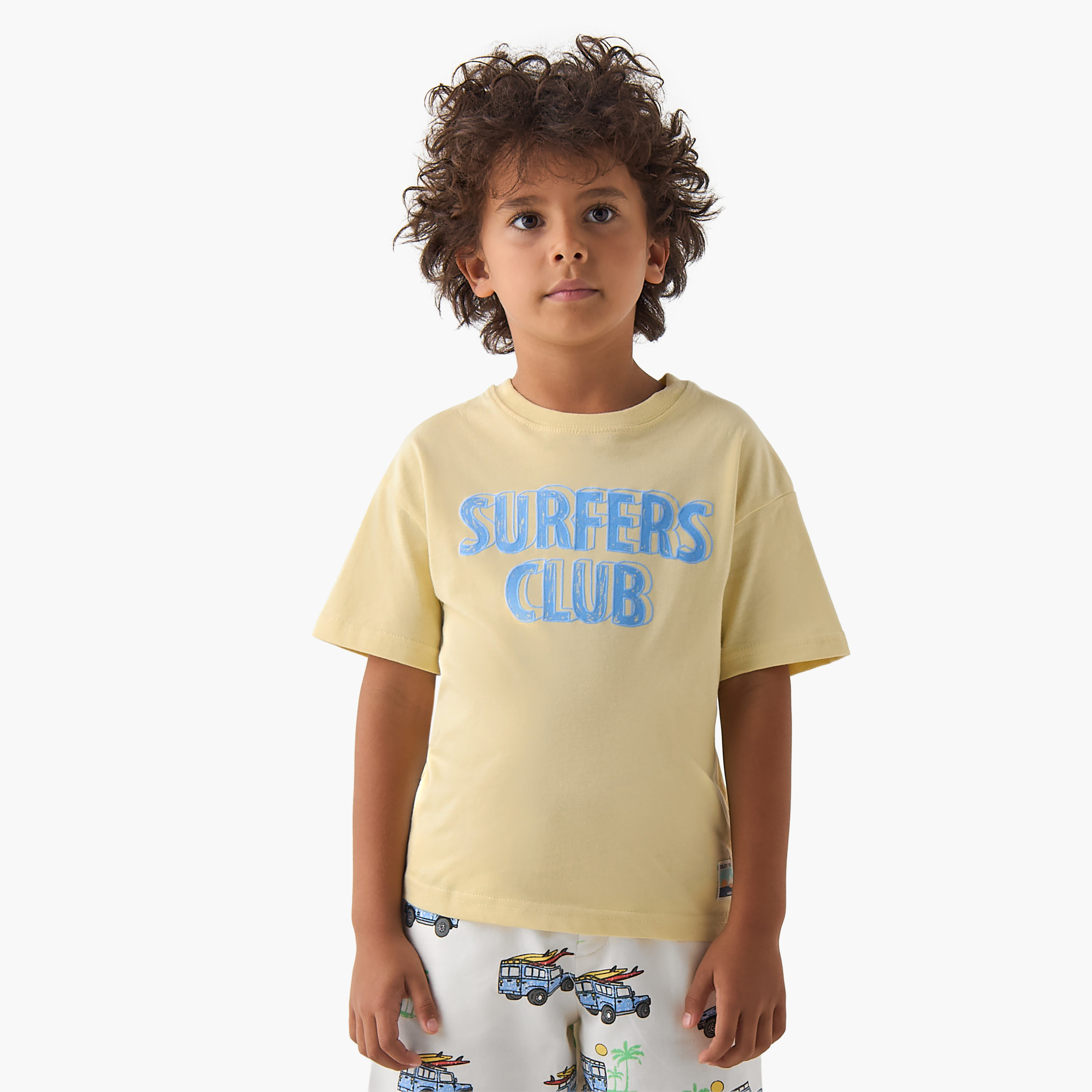 Set of 3 Juniors Crew Neck Short Sleeves T-shirt and Shorts Set with Vehicle Print-boys-clothing-setsandcoords-image-3