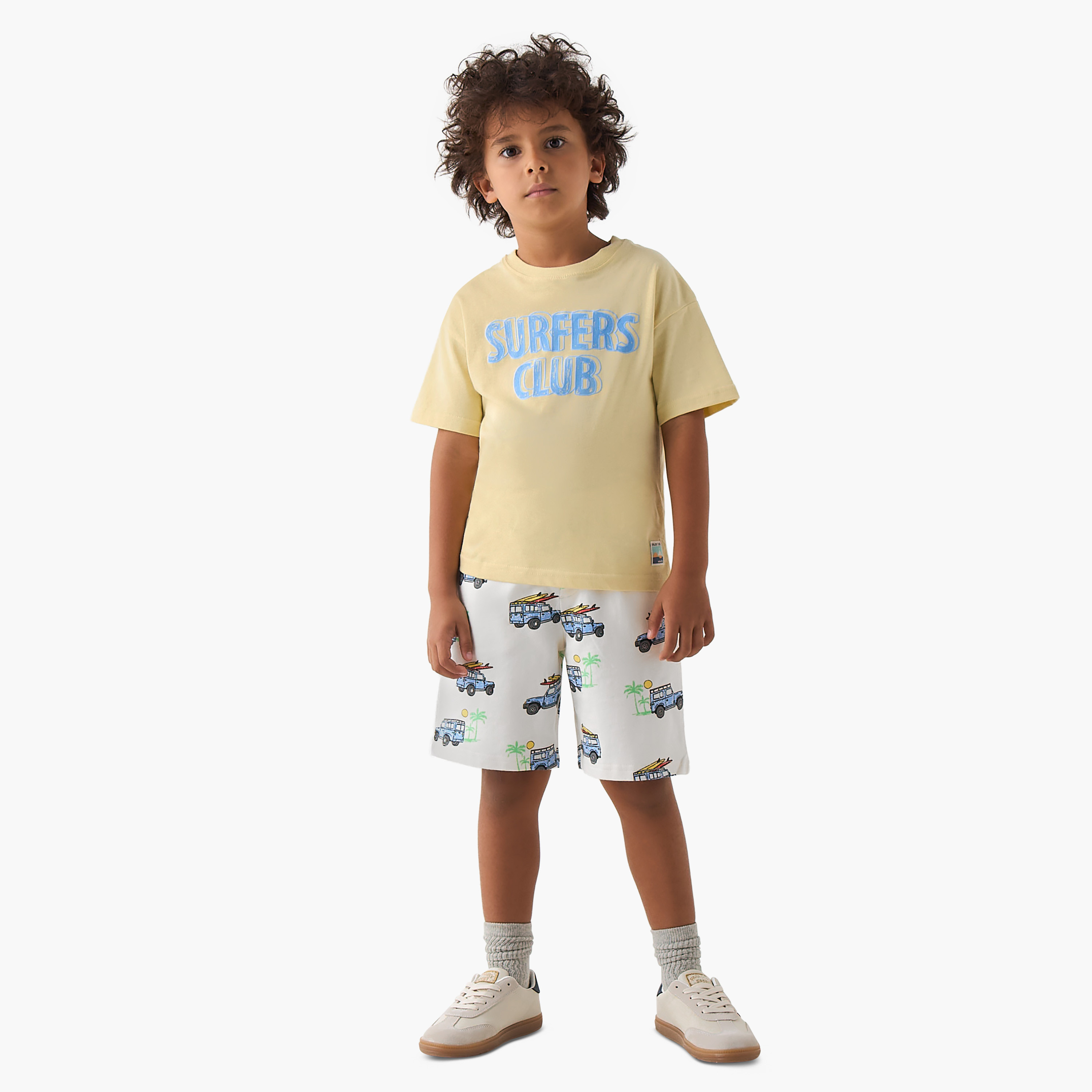Set of 3 Juniors Crew Neck Short Sleeves T-shirt and Shorts Set with Vehicle Print-boys-clothing-setsandcoords-image-8