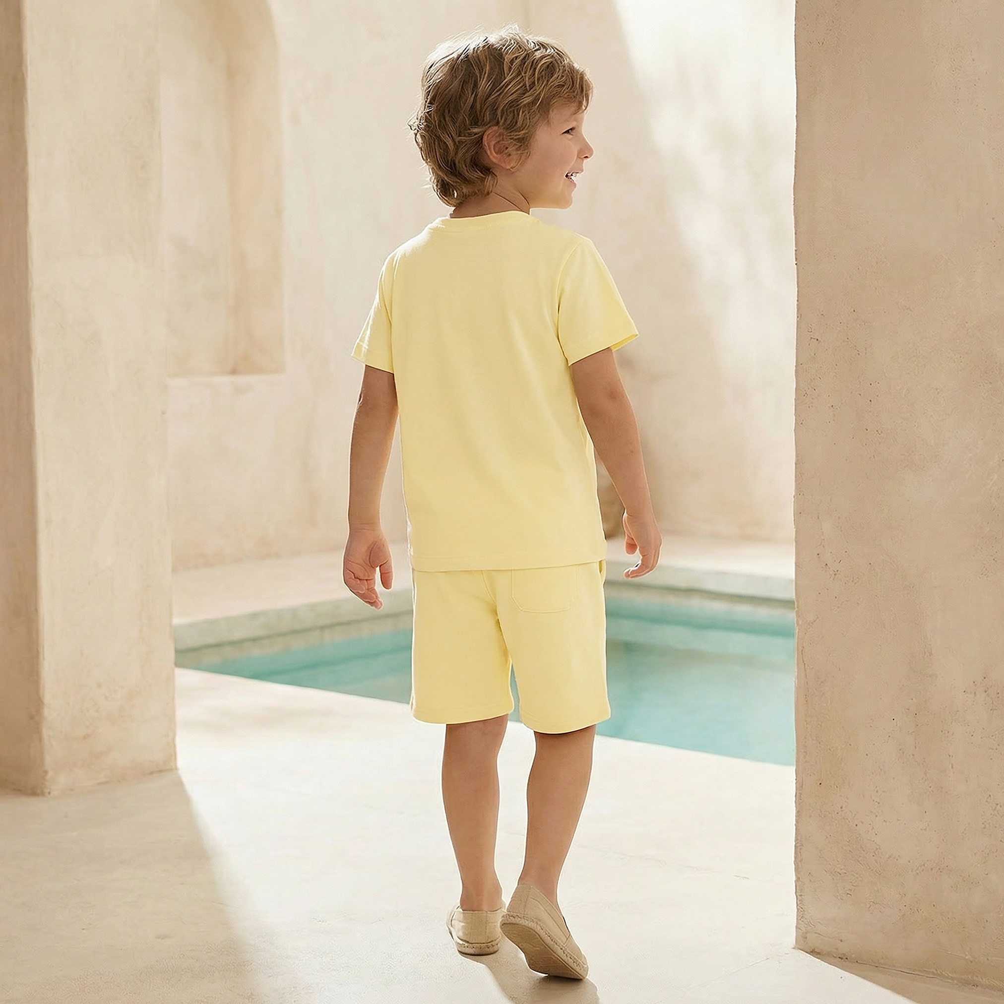 Set of 3 Juniors Crew Neck Short Sleeve T-shirt and Shorts Set with Beach Print-boys-clothing-setsandcoords-image-5
