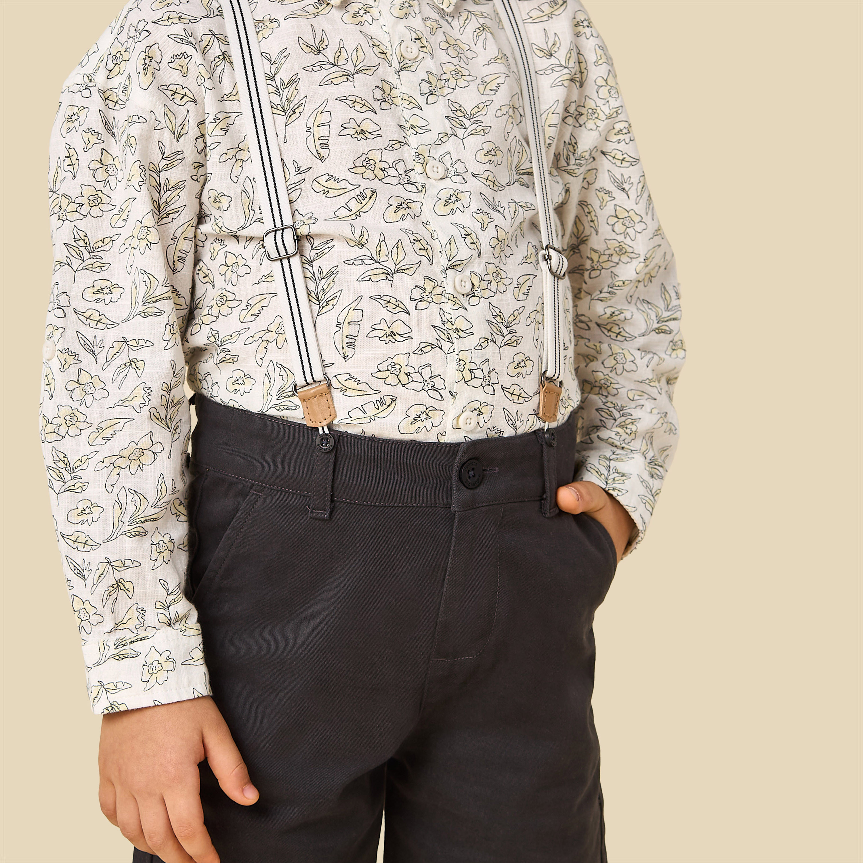 Juniors Collared Long Sleeves Shirt and Shorts Set with Suspender Detail-baby-boys-clothing-setsandcoords-image-6