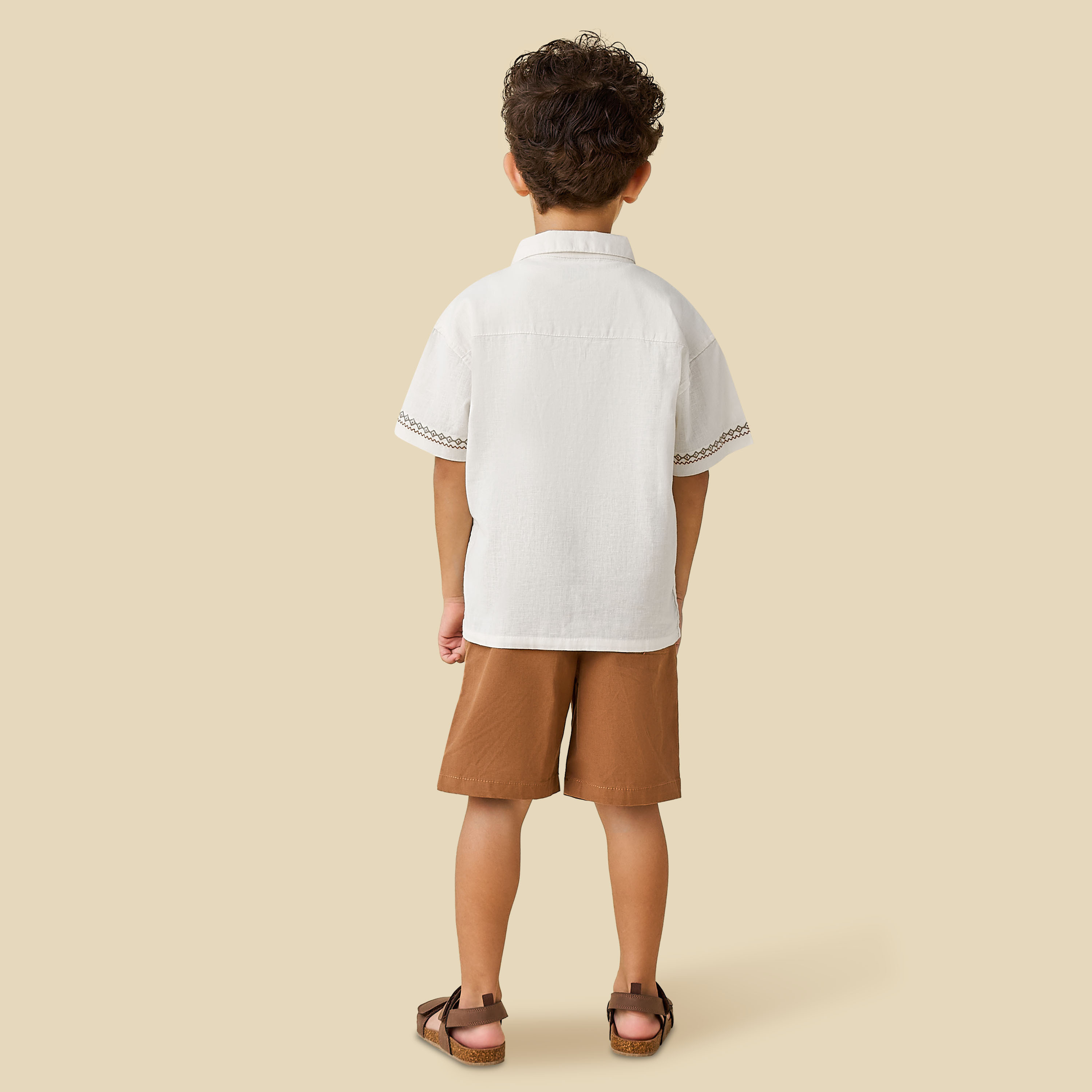 Juniors Collared Short Sleeve Shirt and Shorts Set with Embroidery-baby-boys-clothing-setsandcoords-image-4