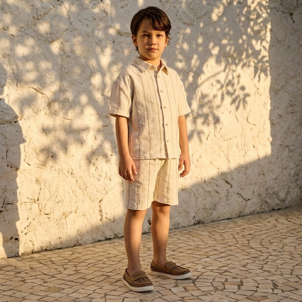 طقم شورت بجيوب وقميص بياقة عادية وأكمام قصيرة من جونيورز-boys-clothing-setsandcoords-image-1