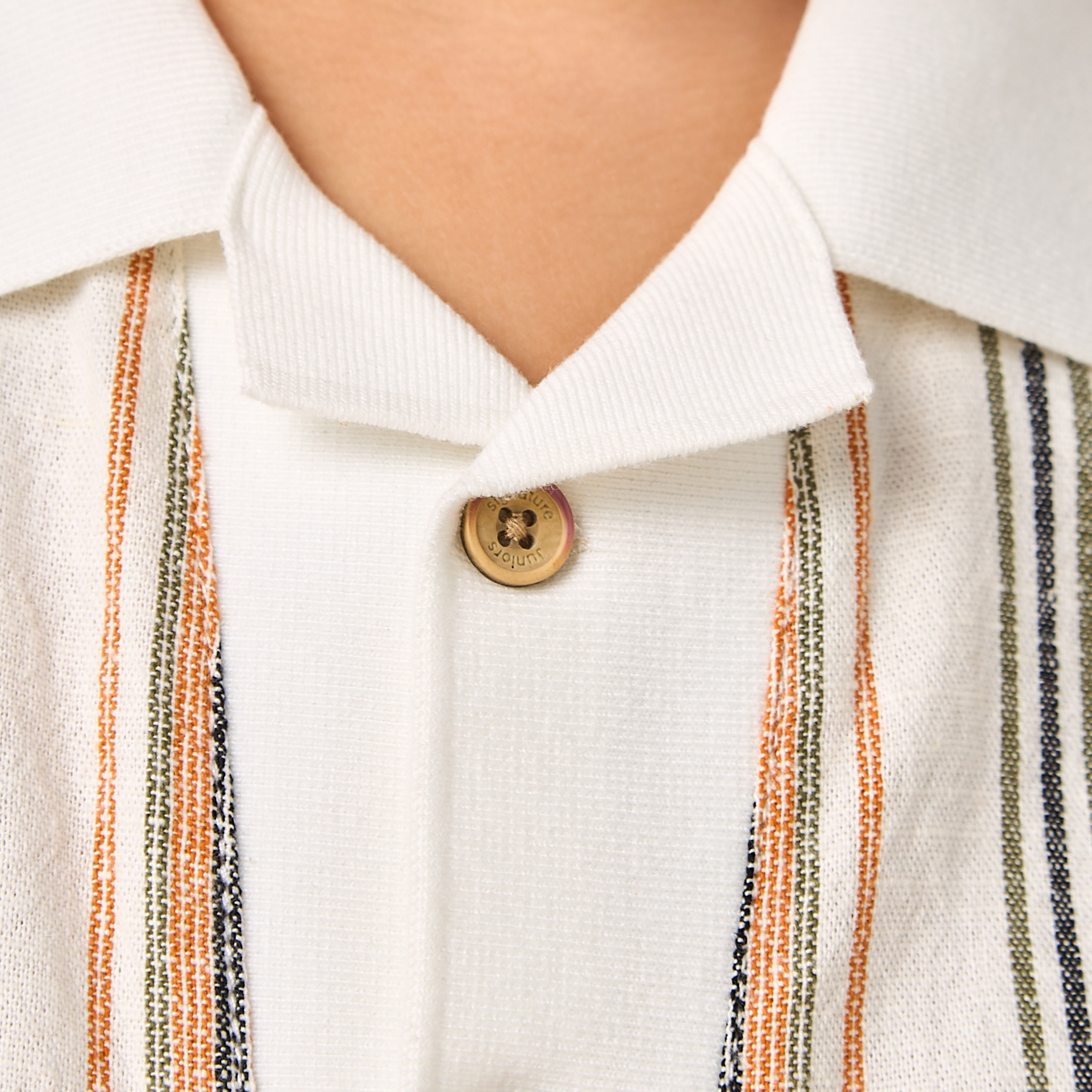 طقم شورت وقميص مخطط بياقة عادية أكمام قصيرة من جونيورز-baby-boys-clothing-setsandcoords-image-1