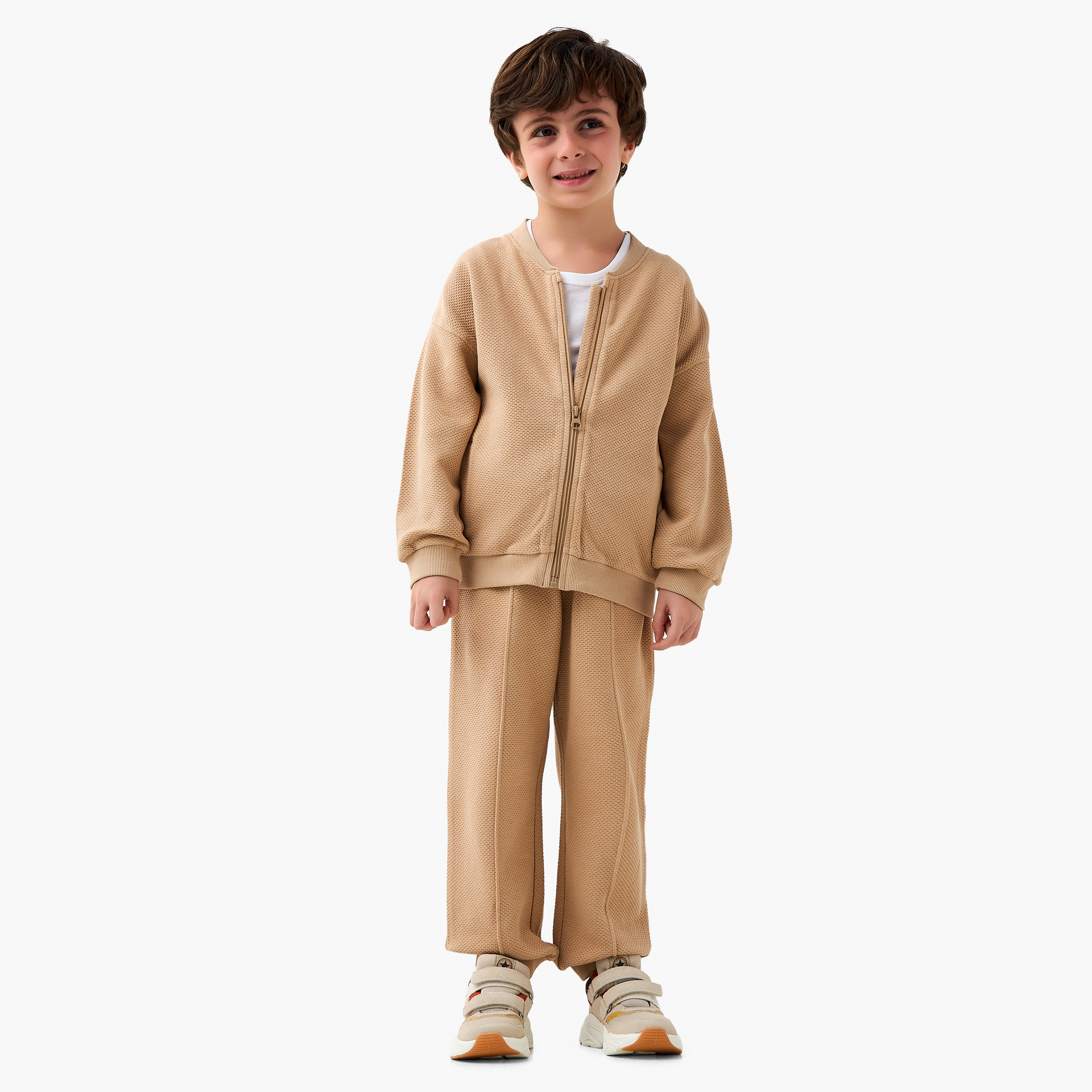 Juniors Mandari Collar Long Sleeves Jacket and Joggers Set with Zip Closure-boys-clothing-setsandcoords-image-1