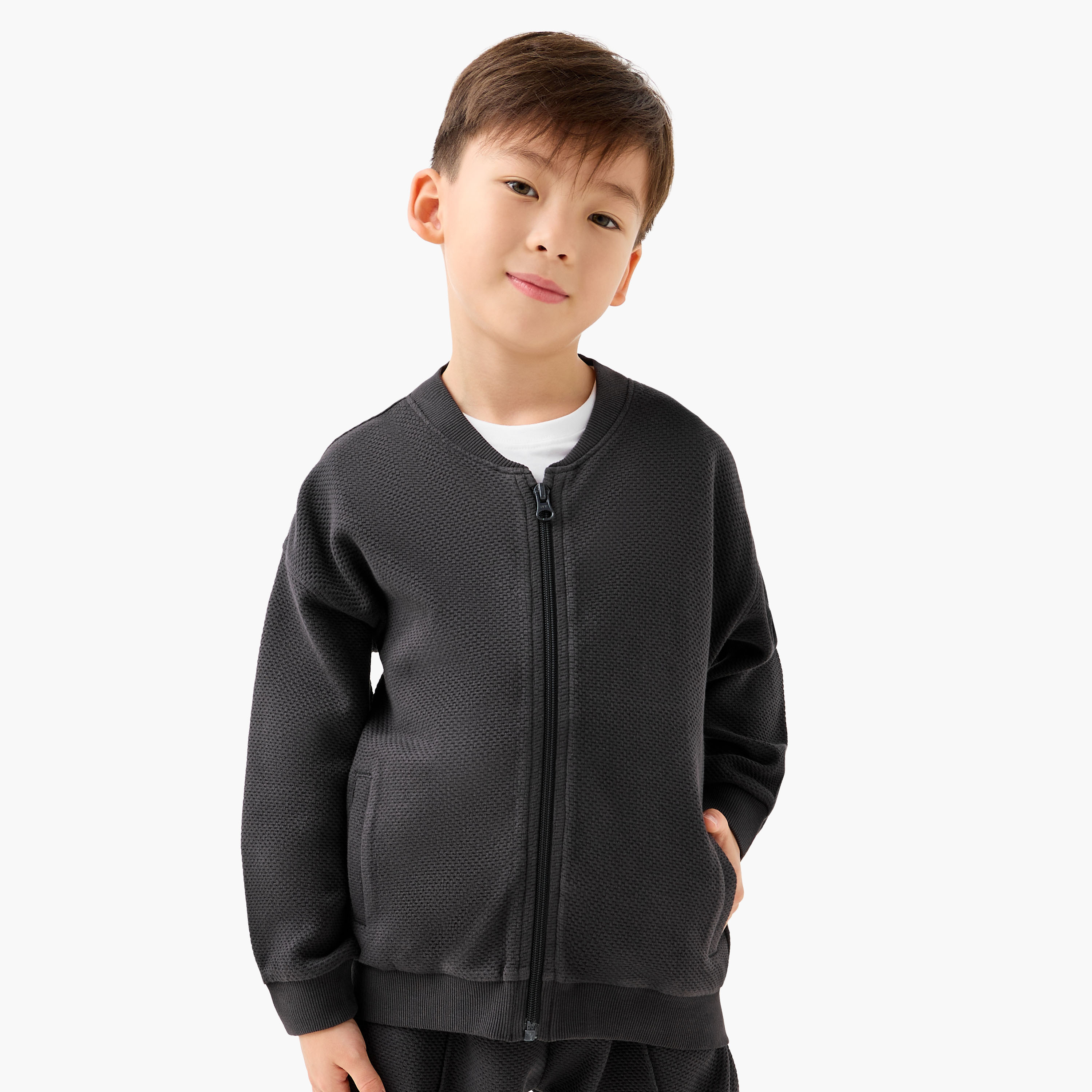 Juniors Mandari Collar Long Sleeves Jacket and Joggers Set with Zip Closure-boys-clothing-setsandcoords-image-2