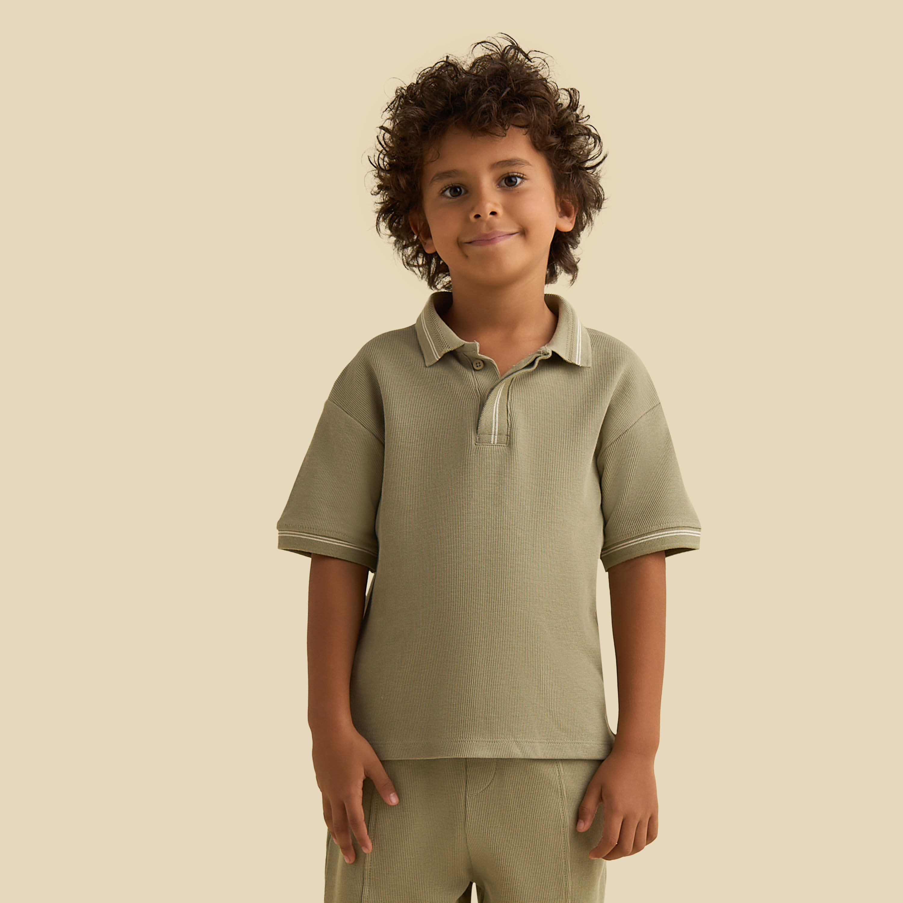 Juniors Polo Neck Short Sleeves T-shirt and Short Set with Tipping Detail-boys-clothing-setsandcoords-image-2