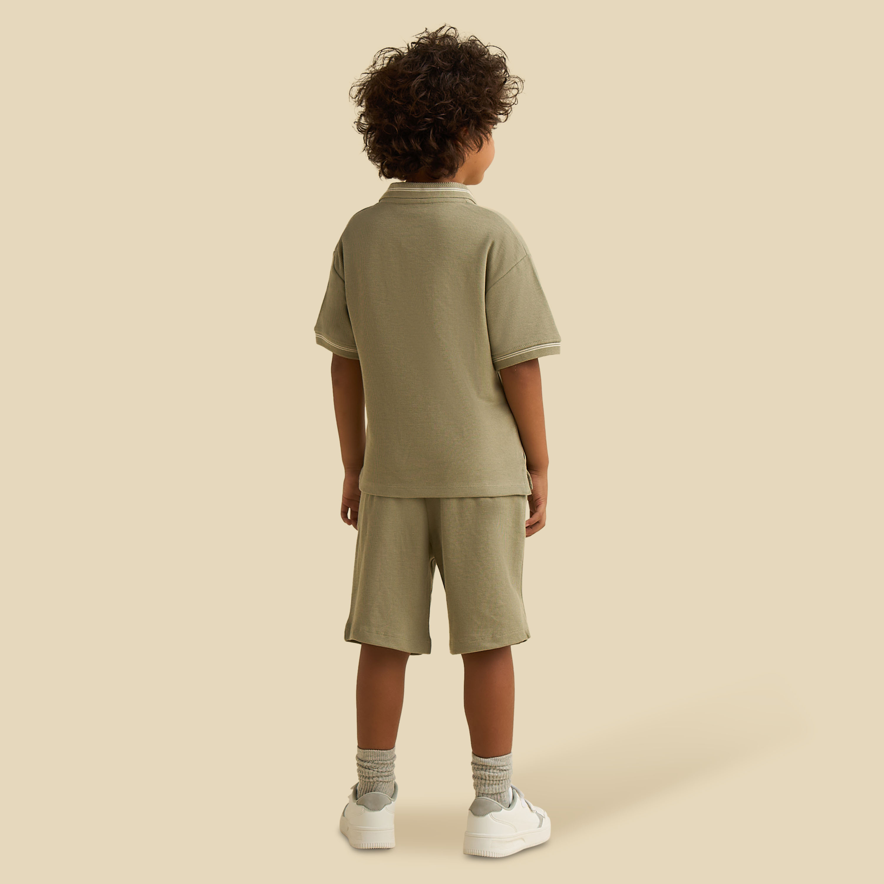 Juniors Polo Neck Short Sleeves T-shirt and Short Set with Tipping Detail-boys-clothing-setsandcoords-image-4