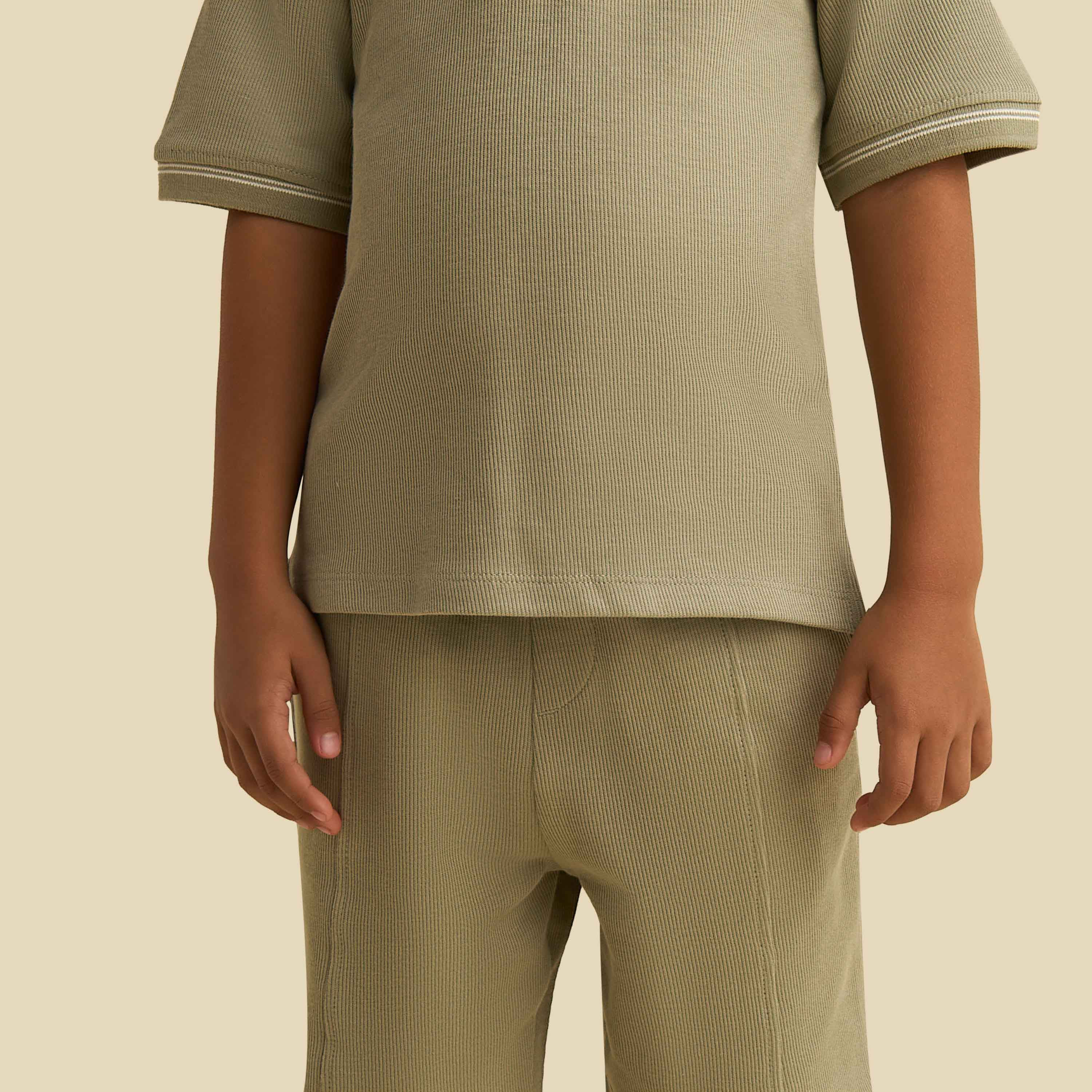 Juniors Polo Neck Short Sleeves T-shirt and Short Set with Tipping Detail-boys-clothing-setsandcoords-image-5