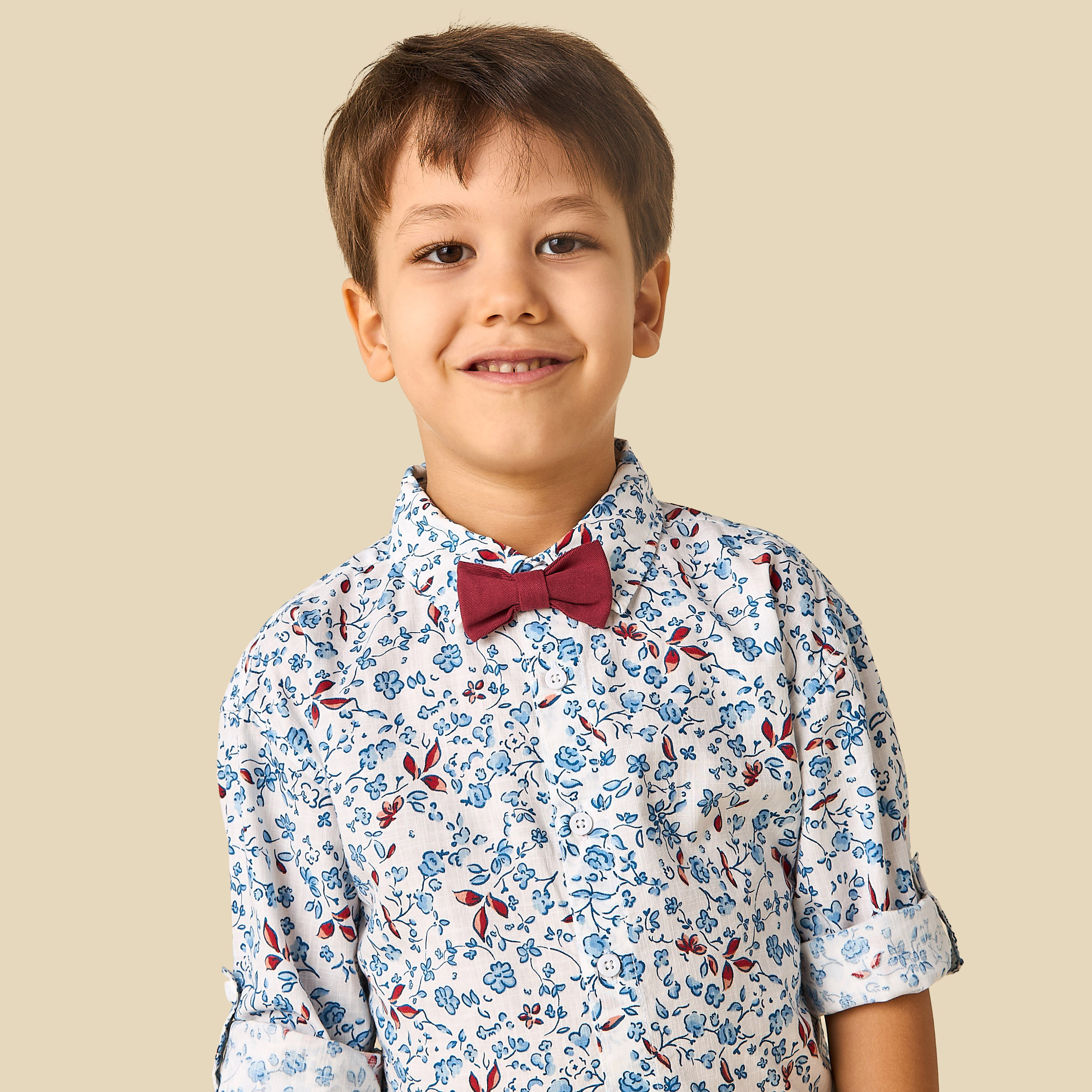 طقم شورت وقميص بياقة عادية أكمام طويلة وطبعات زهور من جونيورز-baby-boys-clothing-setsandcoords-image-2