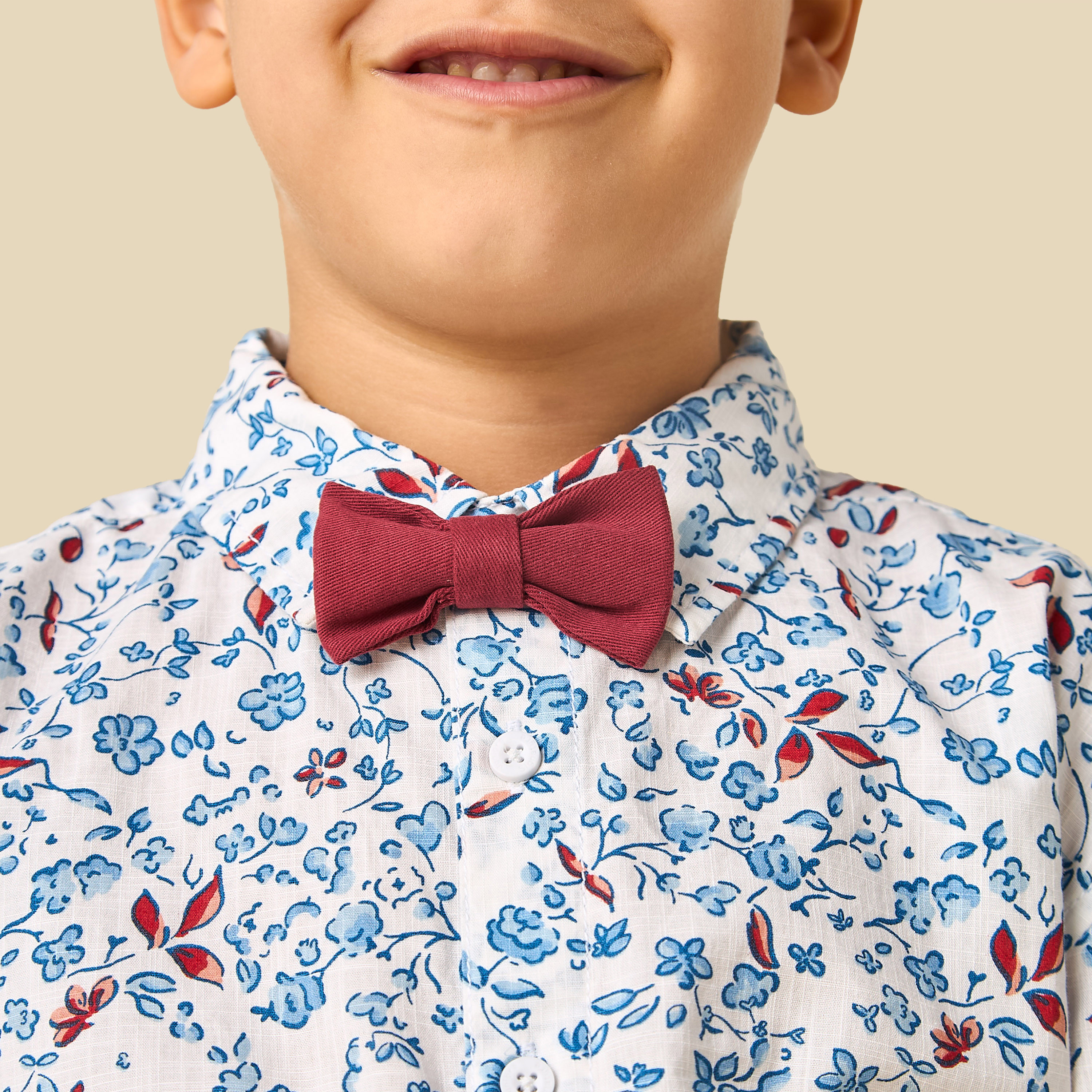 طقم شورت وقميص بياقة عادية أكمام طويلة وطبعات زهور من جونيورز-baby-boys-clothing-setsandcoords-image-1