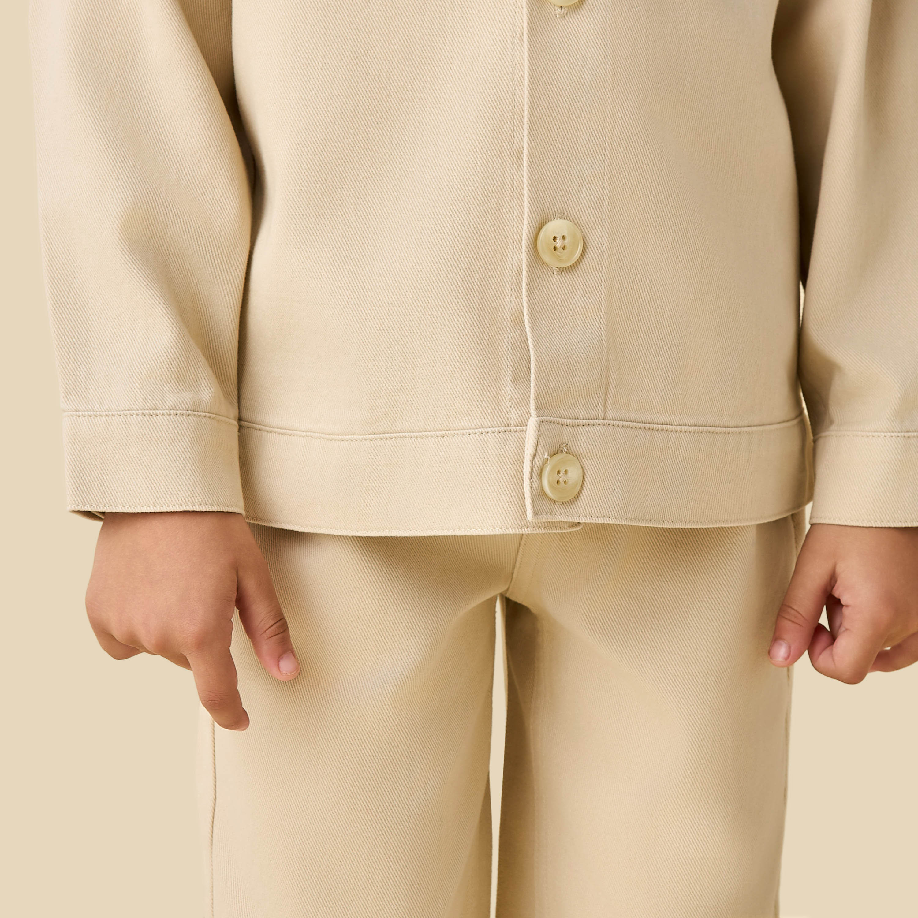 Juniors Collared Neck Long Sleeve Shacket and Pants Set with Pocket-baby-boys-clothing-setsandcoords-image-5