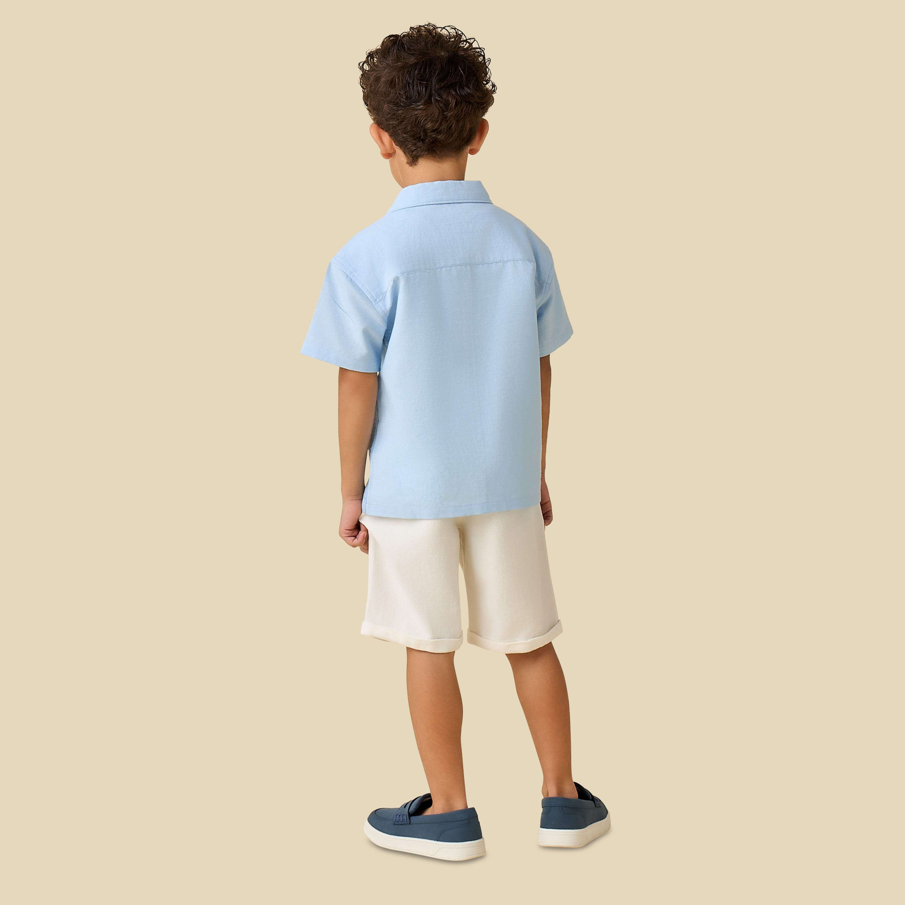 Juniors Camp Collar Short Sleeve Shirt and Shorts Set with Embroidery-boys-clothing-setsandcoords-image-4