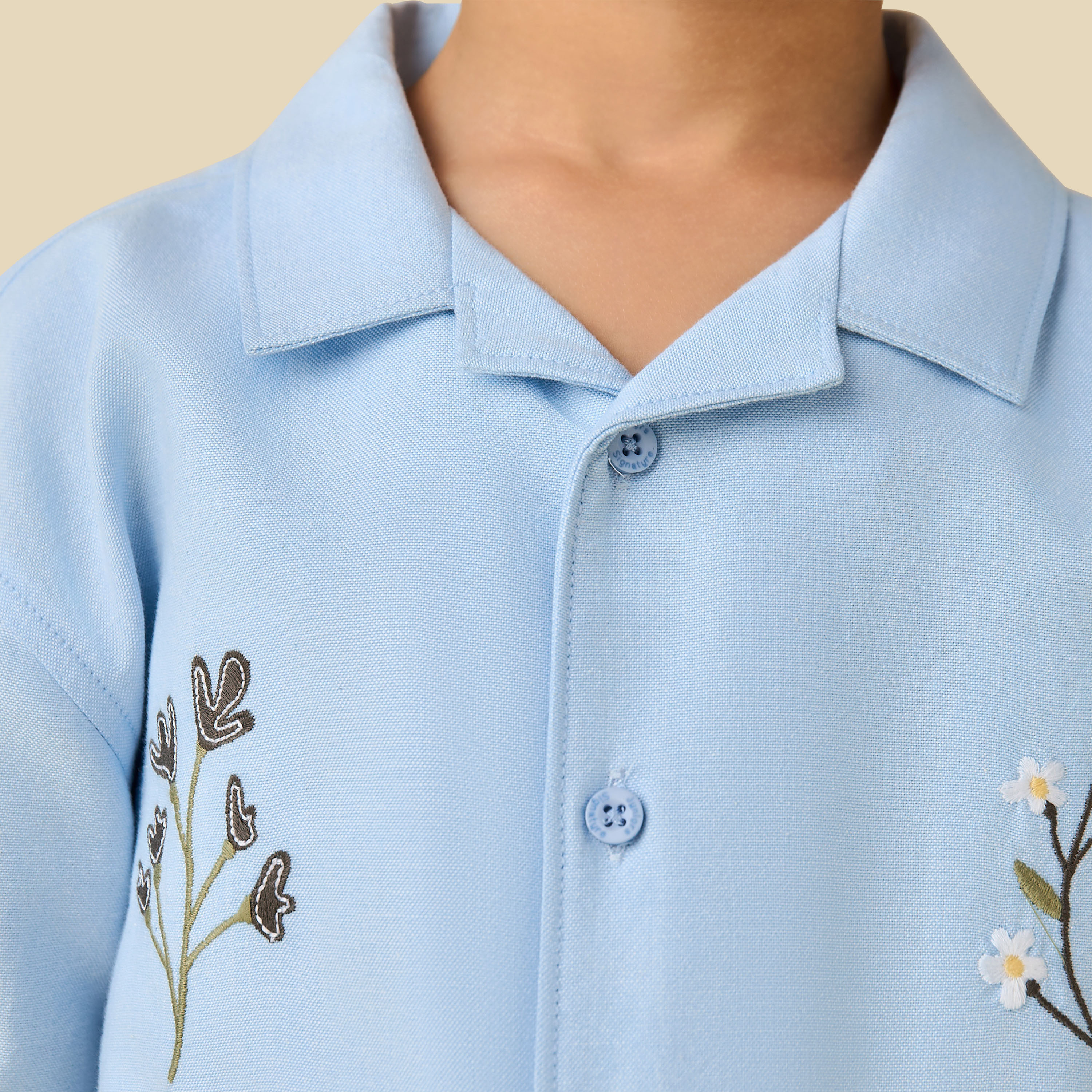 Juniors Camp Collar Short Sleeve Shirt and Shorts Set with Embroidery-boys-clothing-setsandcoords-image-6