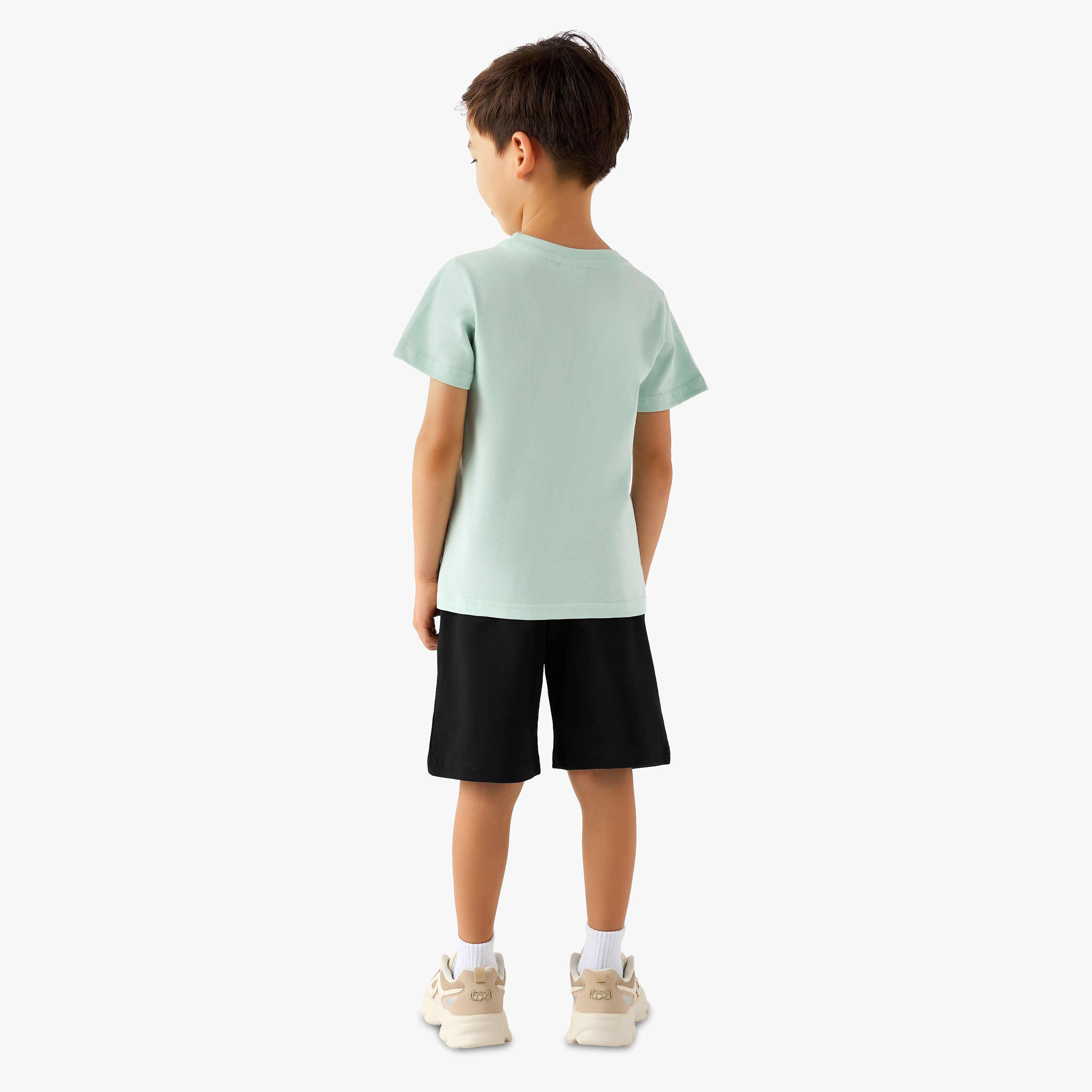 Juniors Crew Neck Short Sleeve T-shirt and Shorts Set with Drawstring Closure-baby-boys-clothing-setsandcoords-image-4