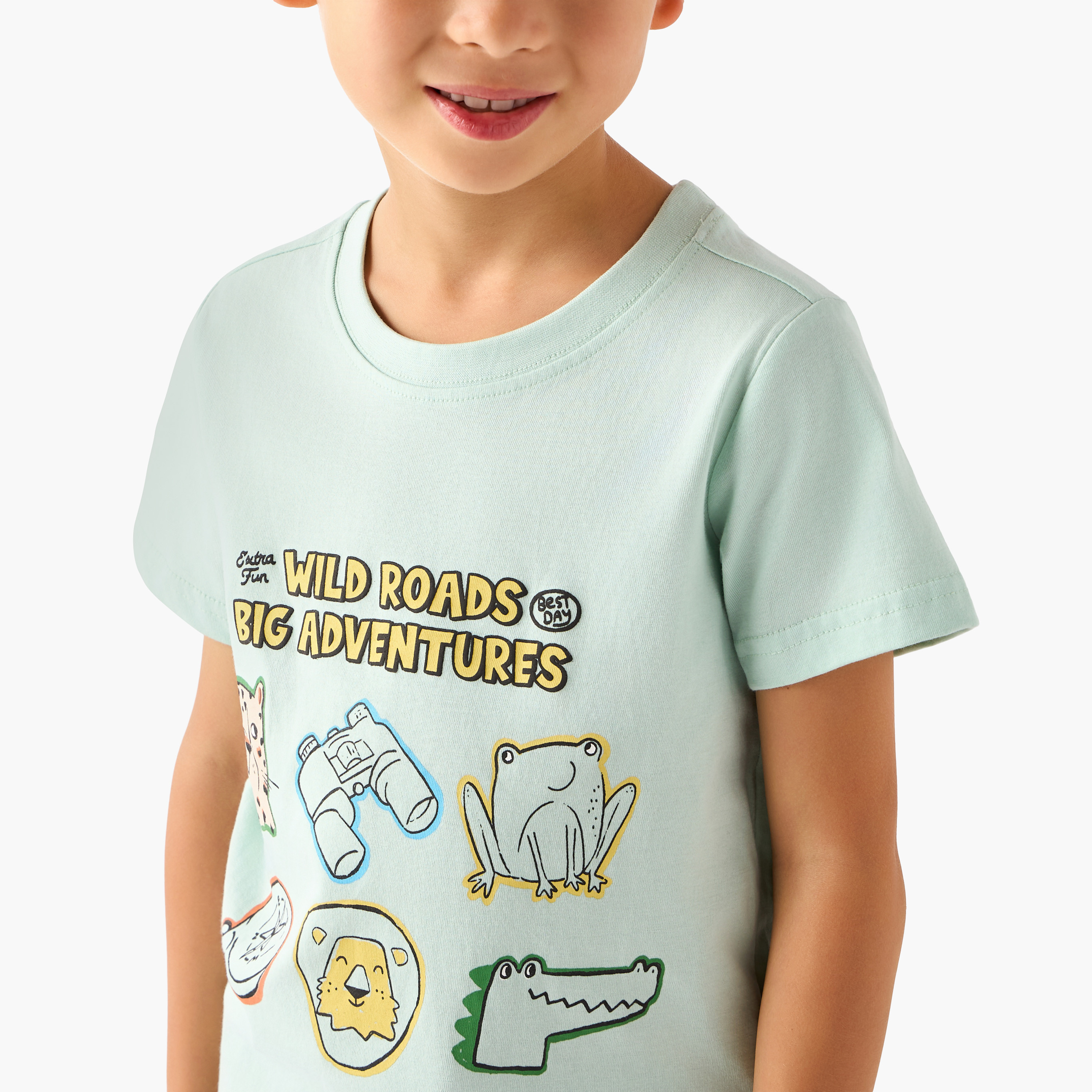 Juniors Crew Neck Short Sleeve T-shirt and Shorts Set with Drawstring Closure-baby-boys-clothing-setsandcoords-image-5