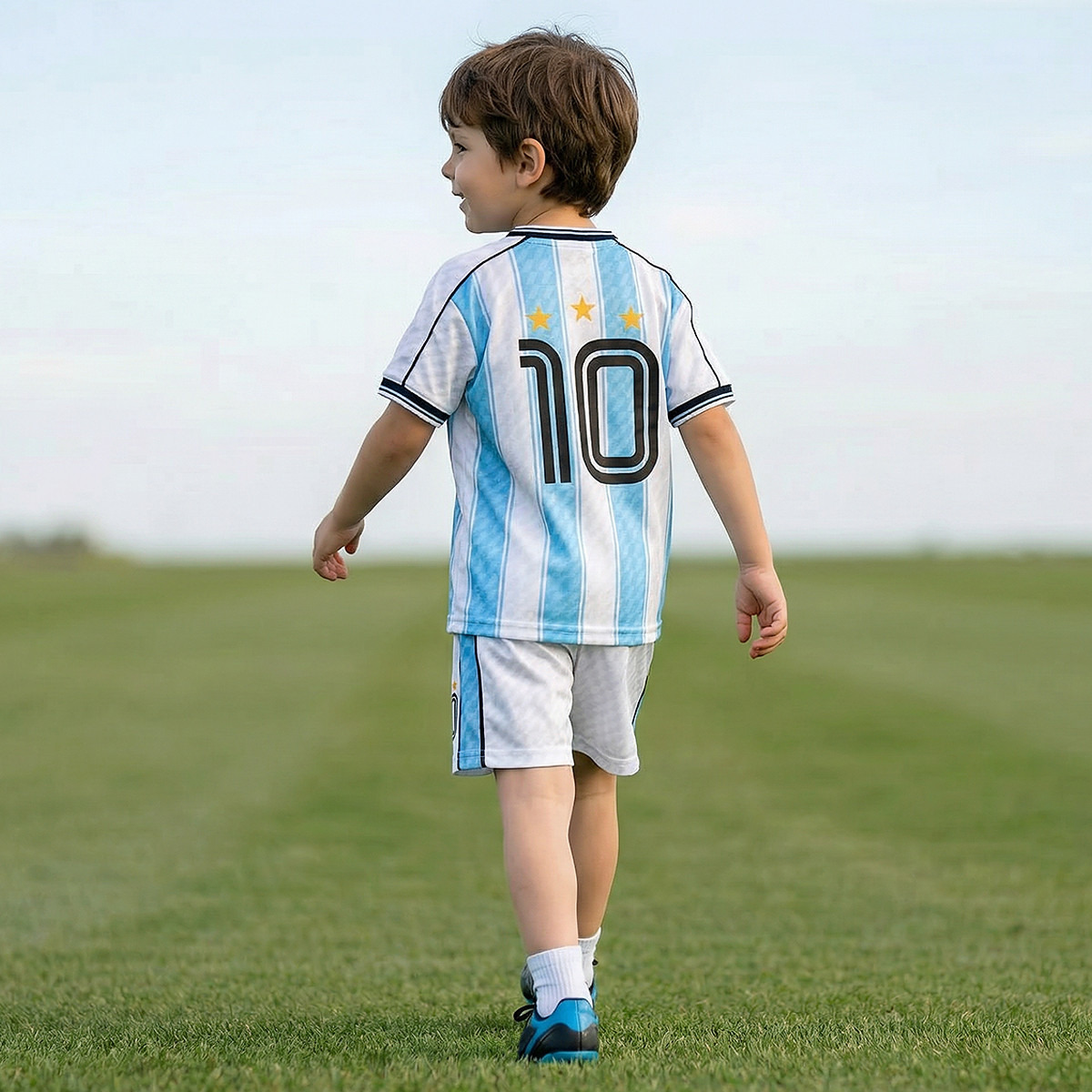 Juniors V-neck Short Sleeves T-shirt and Shorts Set with Argentina Print-boys-clothing-sportswear-sets-image-3
