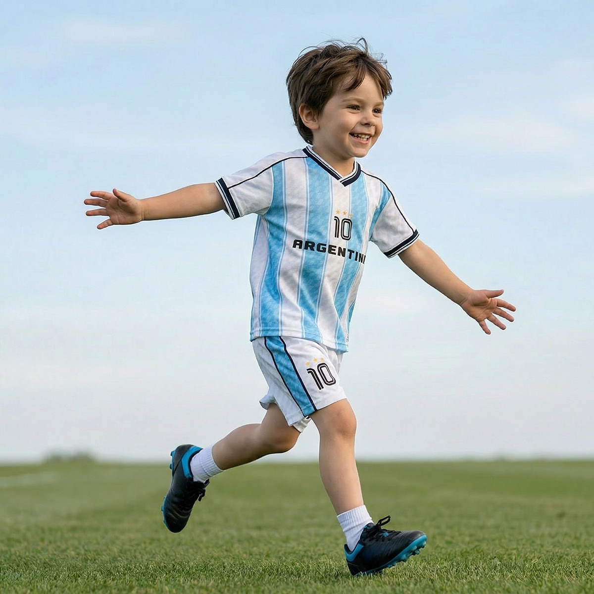 Juniors V-neck Short Sleeves T-shirt and Shorts Set with Argentina Print-boys-clothing-sportswear-sets-image-5