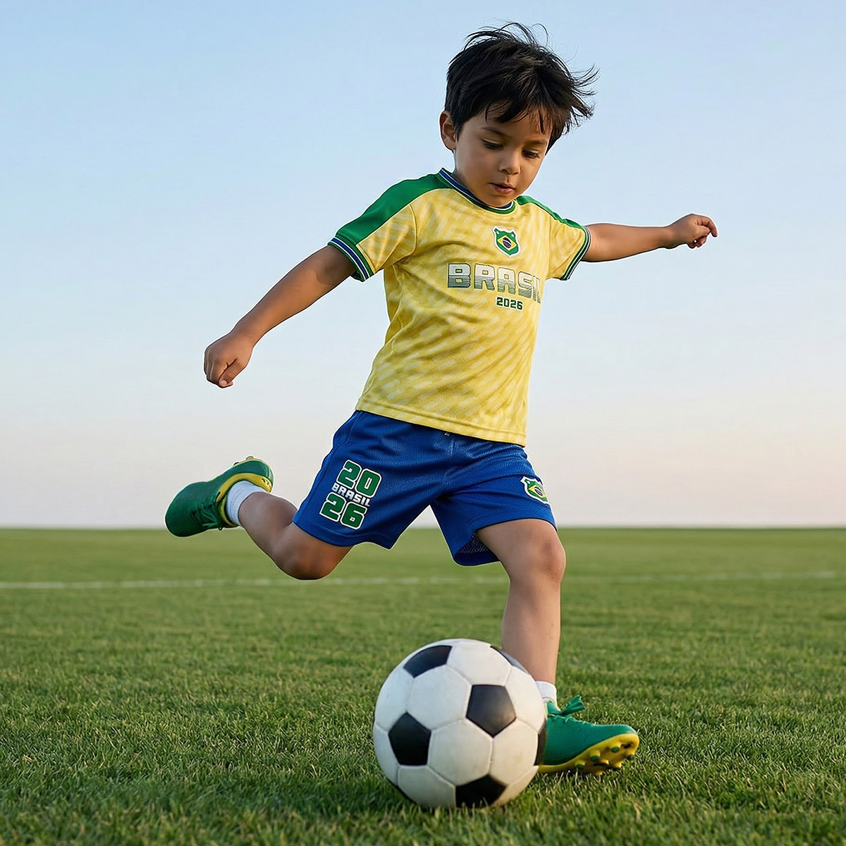Juniors Crew Neck Short Sleeves T-shirt and Shorts Set with Brazil Print-boys-clothing-sportswear-sets-image-1