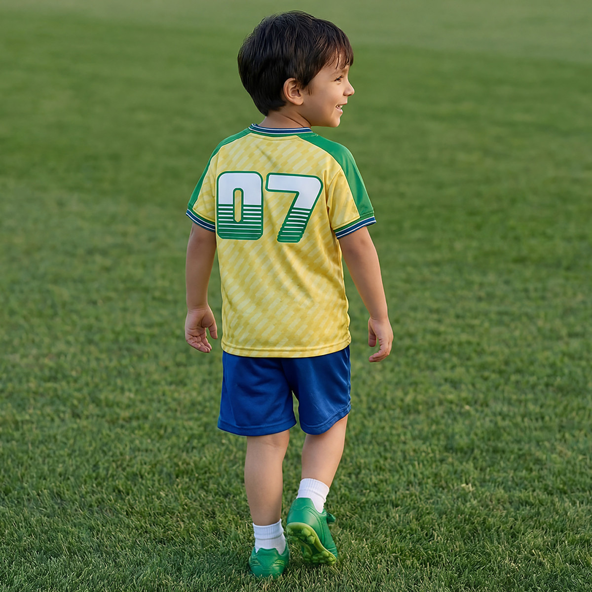 Juniors Crew Neck Short Sleeves T-shirt and Shorts Set with Brazil Print-boys-clothing-sportswear-sets-image-4
