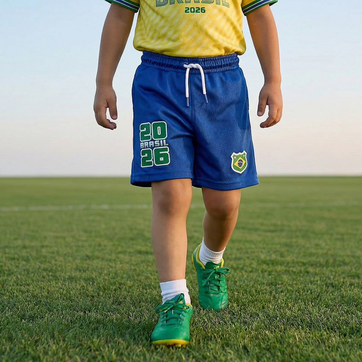 Juniors Crew Neck Short Sleeves T-shirt and Shorts Set with Brazil Print-boys-clothing-sportswear-sets-image-5