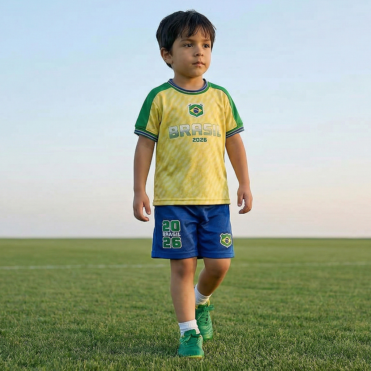 Juniors Crew Neck Short Sleeves T-shirt and Shorts Set with Brazil Print-boys-clothing-sportswear-sets-image-8
