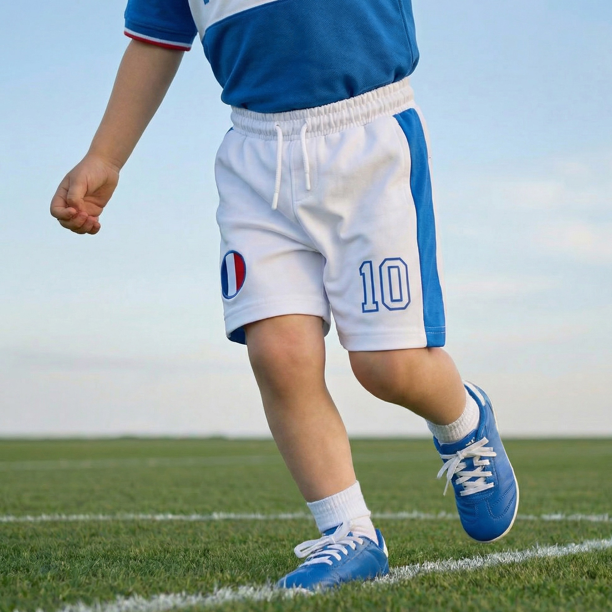 Juniors Collared Short Sleeves T-shirt and Shorts Set with France Print-boys-clothing-sportswear-sets-image-4