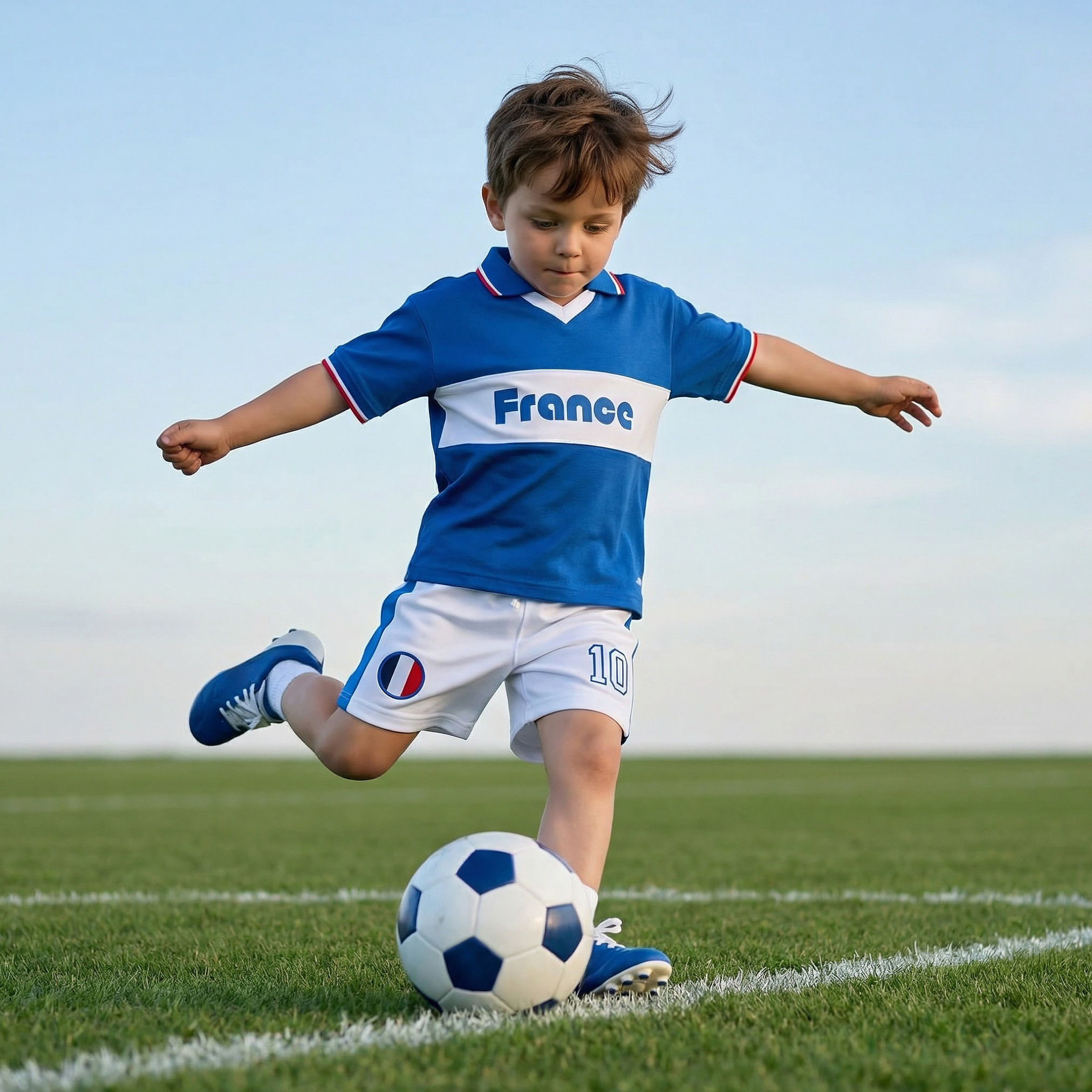 Juniors Collared Short Sleeves T-shirt and Shorts Set with France Print-boys-clothing-sportswear-sets-image-7
