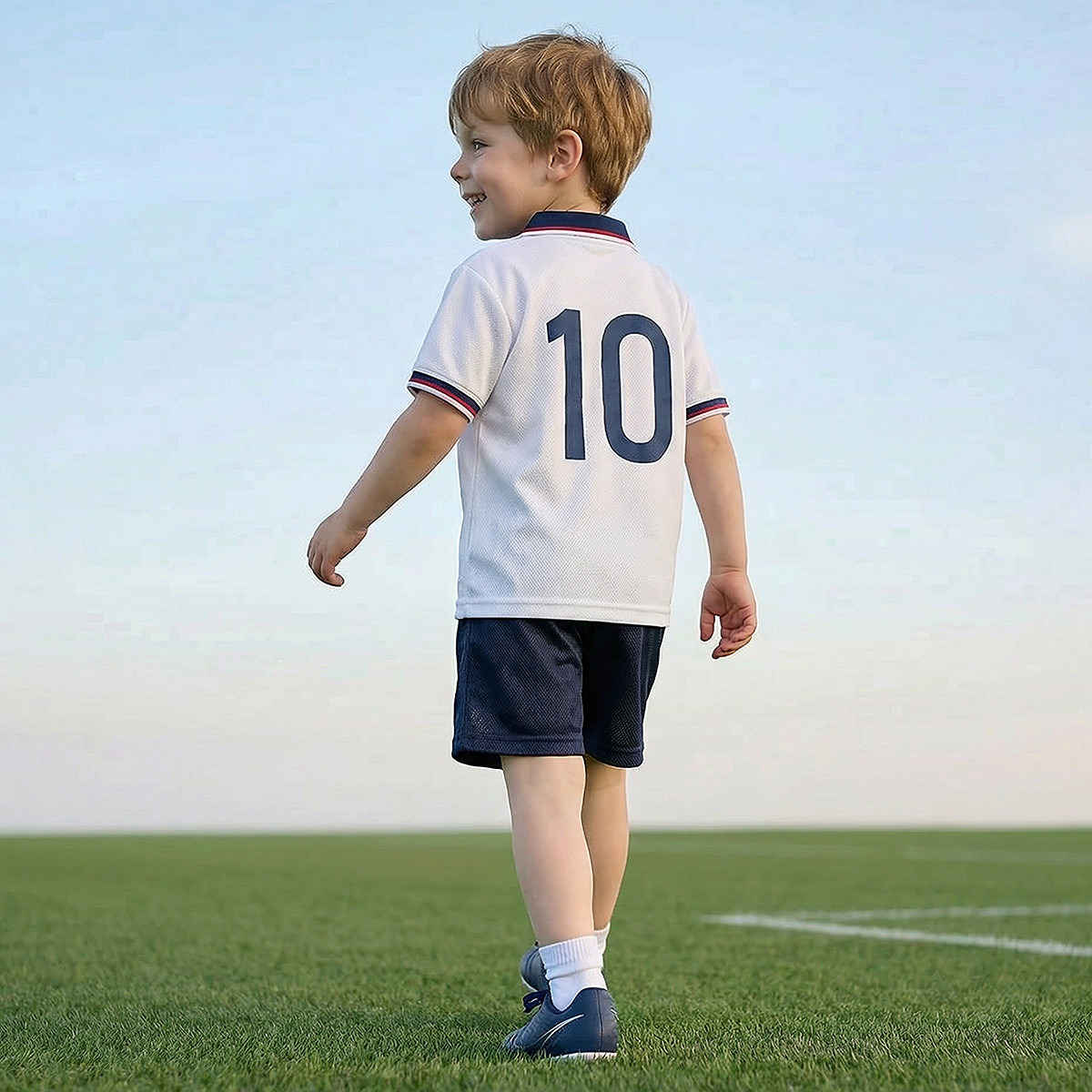 Juniors Collared Short Sleeves Polo T-shirt and Shorts Set with England Print-sports-gear-football-clothing-sets-image-3