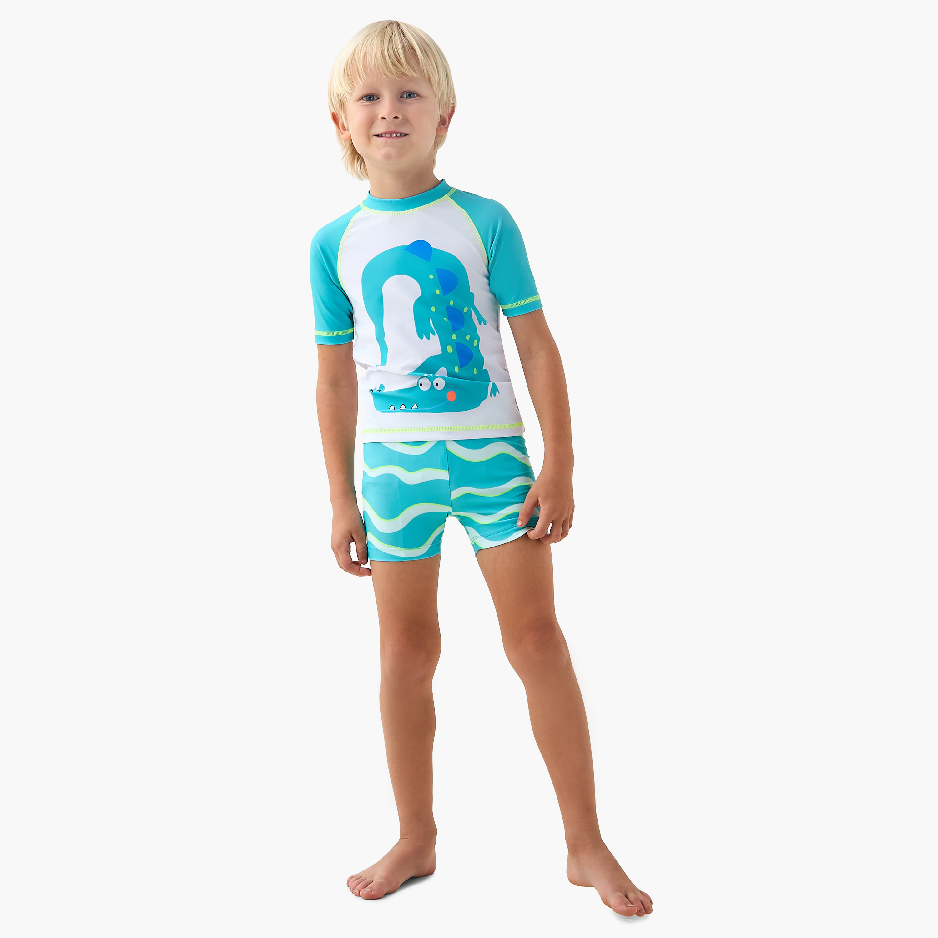 Juniors Boys Crocodile Print Rash Guard Set-boys-clothing-swimwear-image-1