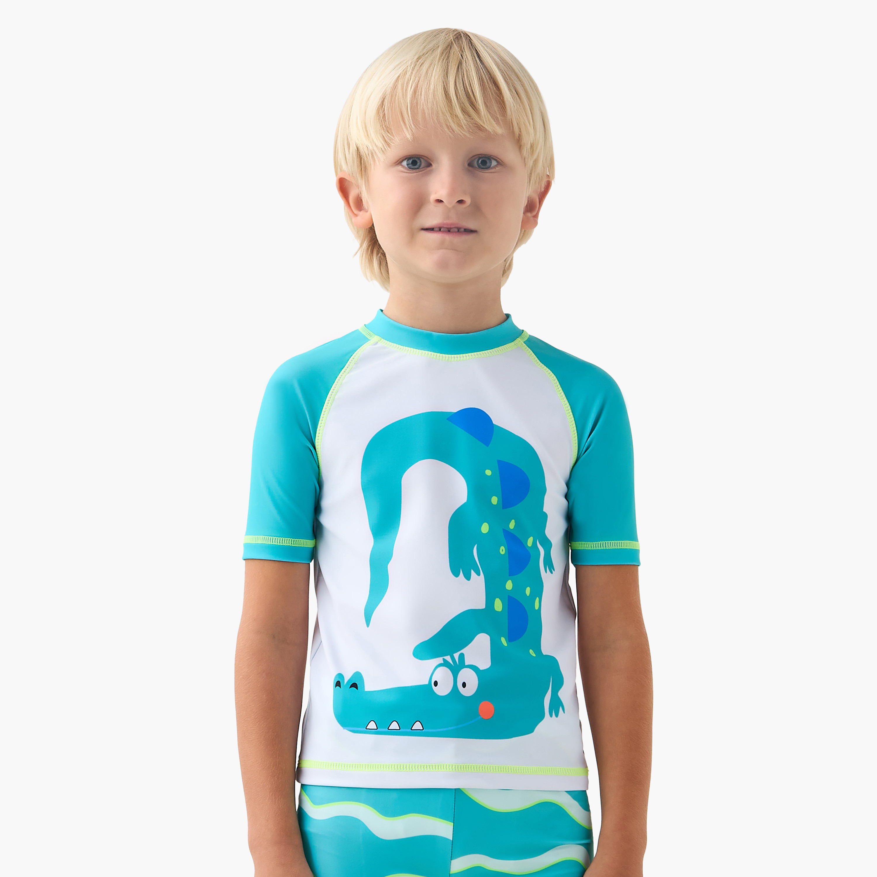 Juniors Boys Crocodile Print Rash Guard Set-boys-clothing-swimwear-image-2