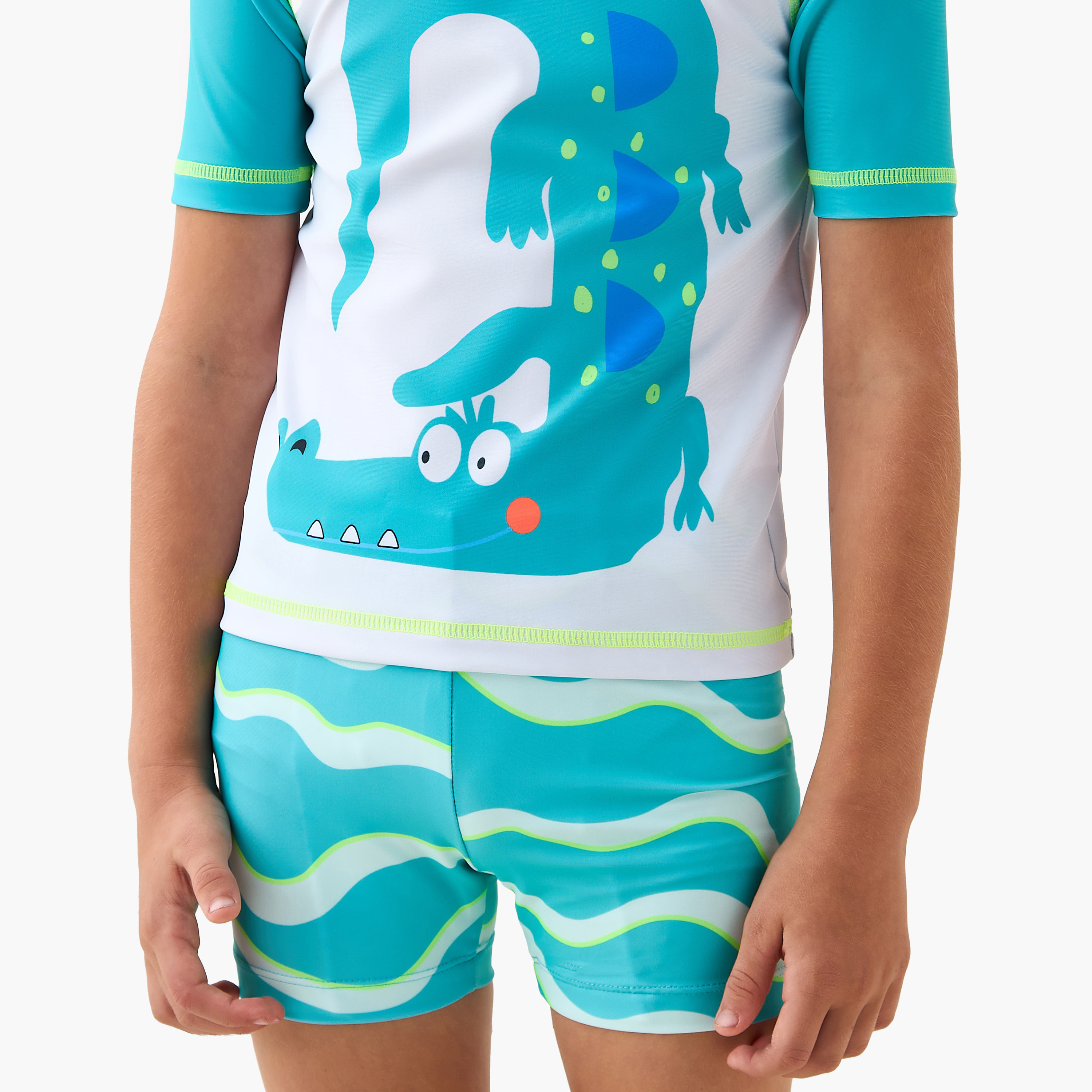 Juniors Boys Crocodile Print Rash Guard Set-boys-clothing-swimwear-image-5