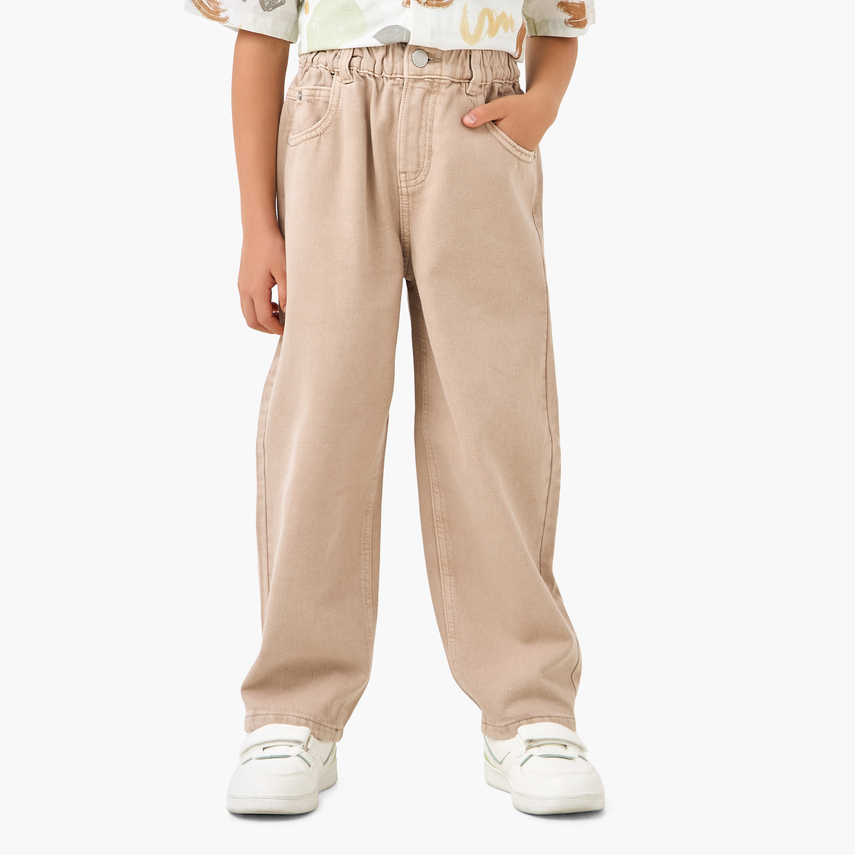 Juniors Regular Fit Jeans with Elasticated Buttoned Waist-baby-boys-clothing-bottoms-jeans-image-1