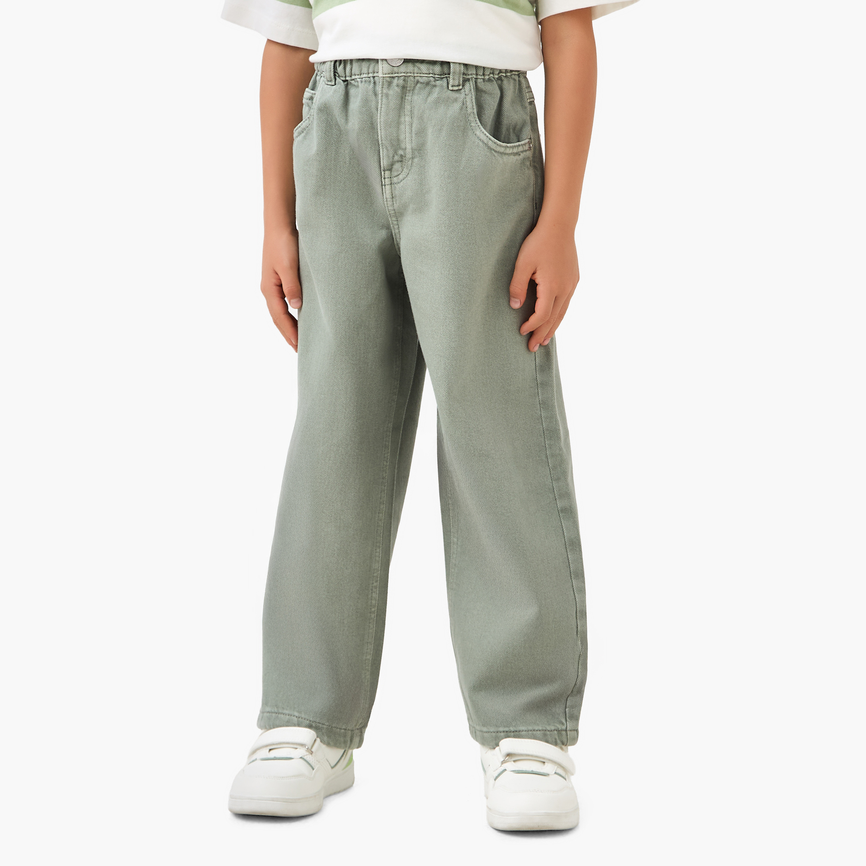 Juniors Regular Fit Jeans with Elasticated Buttoned Waist-baby-boys-clothing-bottoms-jeans-image-1