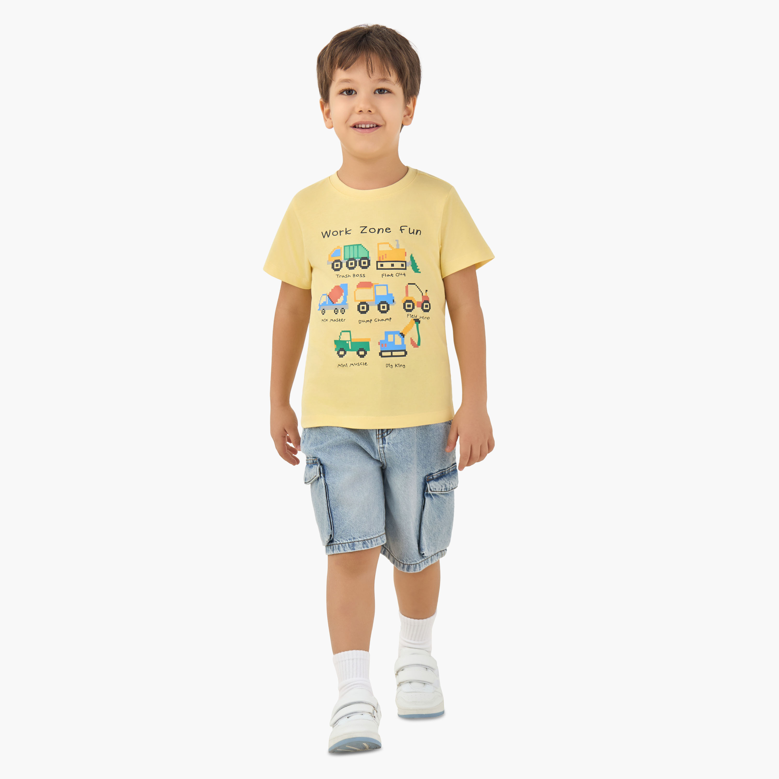 Juniors Elastic Buttoned Waist Shorts with Cargo Pockets-boys-clothing-bottoms-shorts-image-2