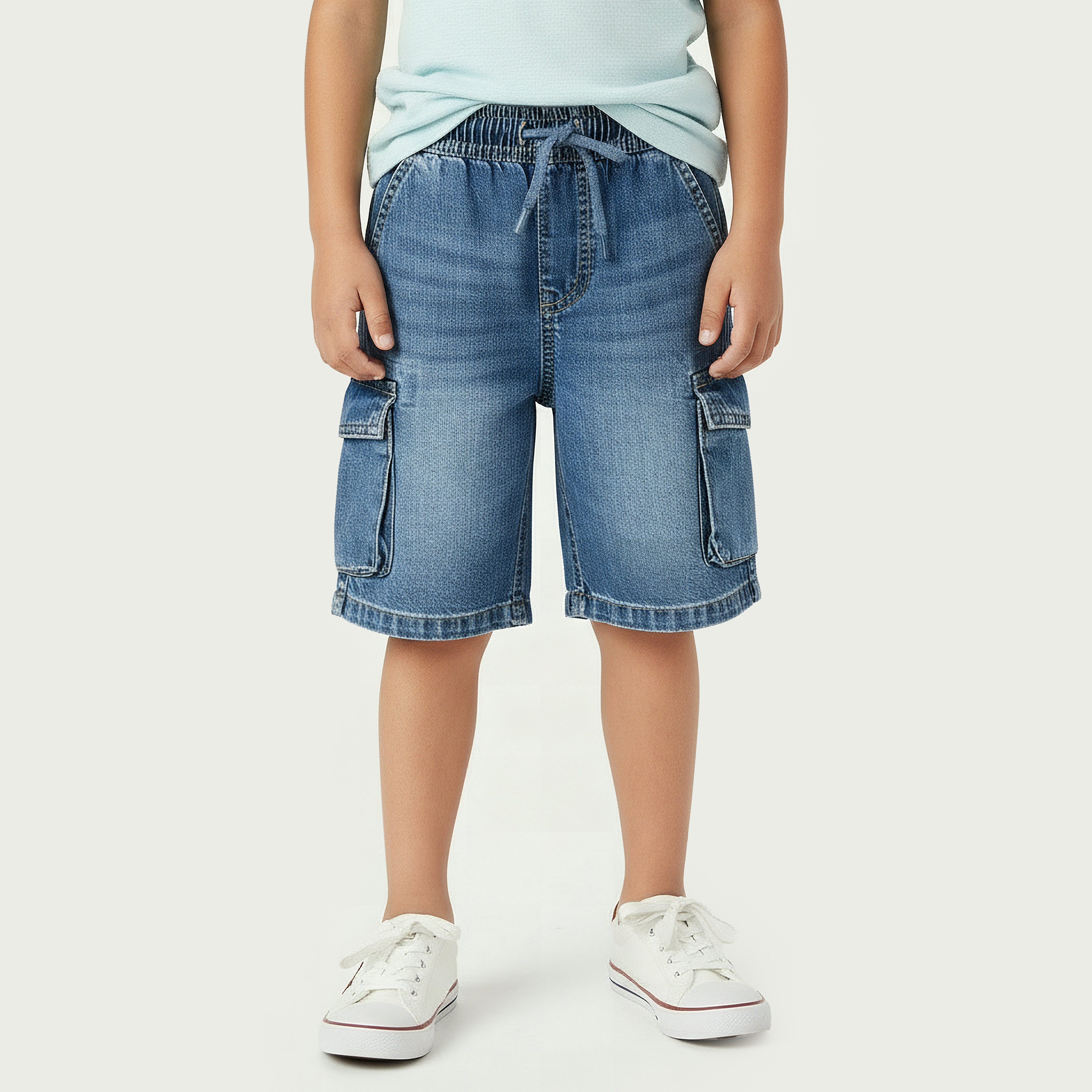 Juniors Buttoned Waist Shorts with Cargo Pockets-boys-clothing-bottoms-shorts-image-1