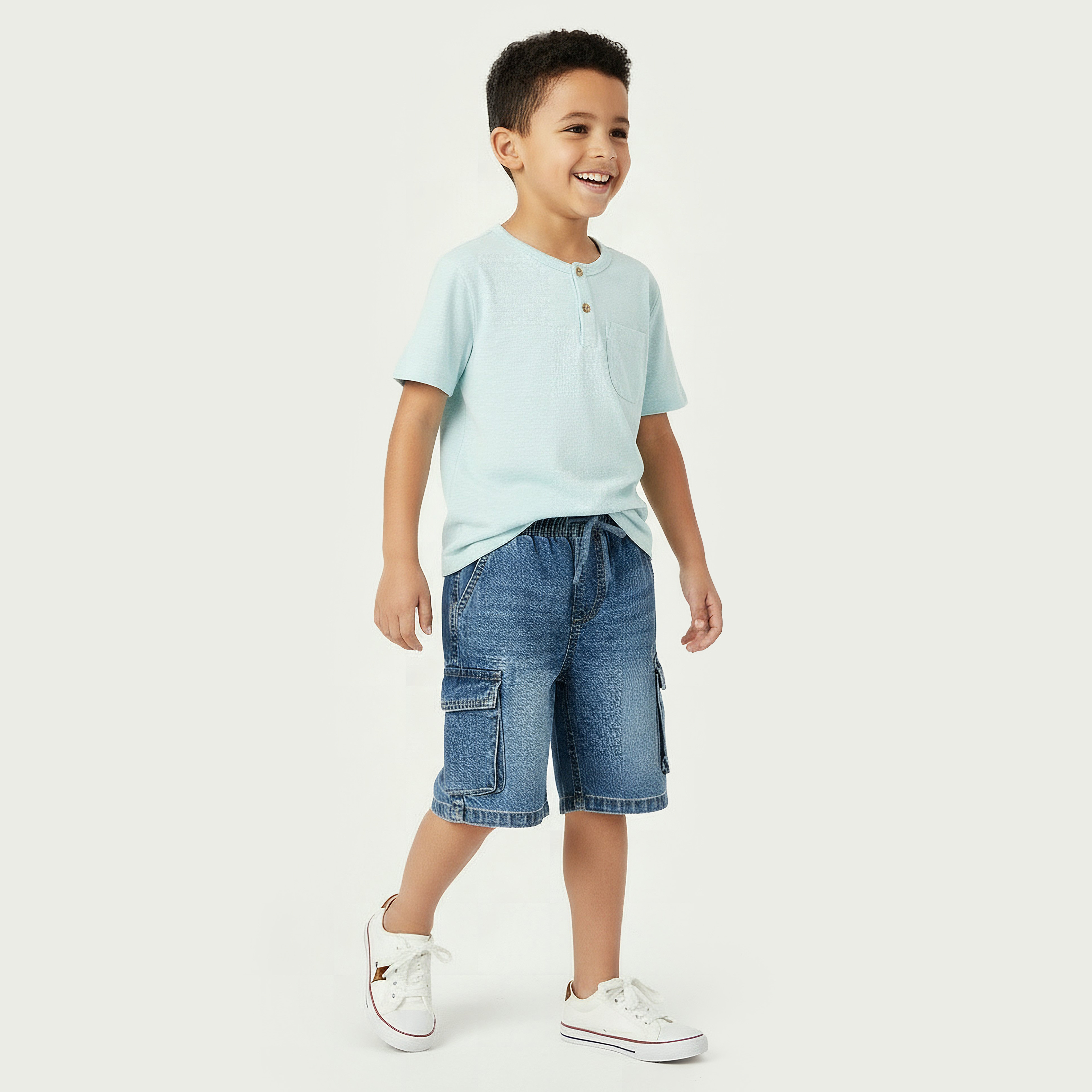 Juniors Buttoned Waist Shorts with Cargo Pockets-boys-clothing-bottoms-shorts-image-2