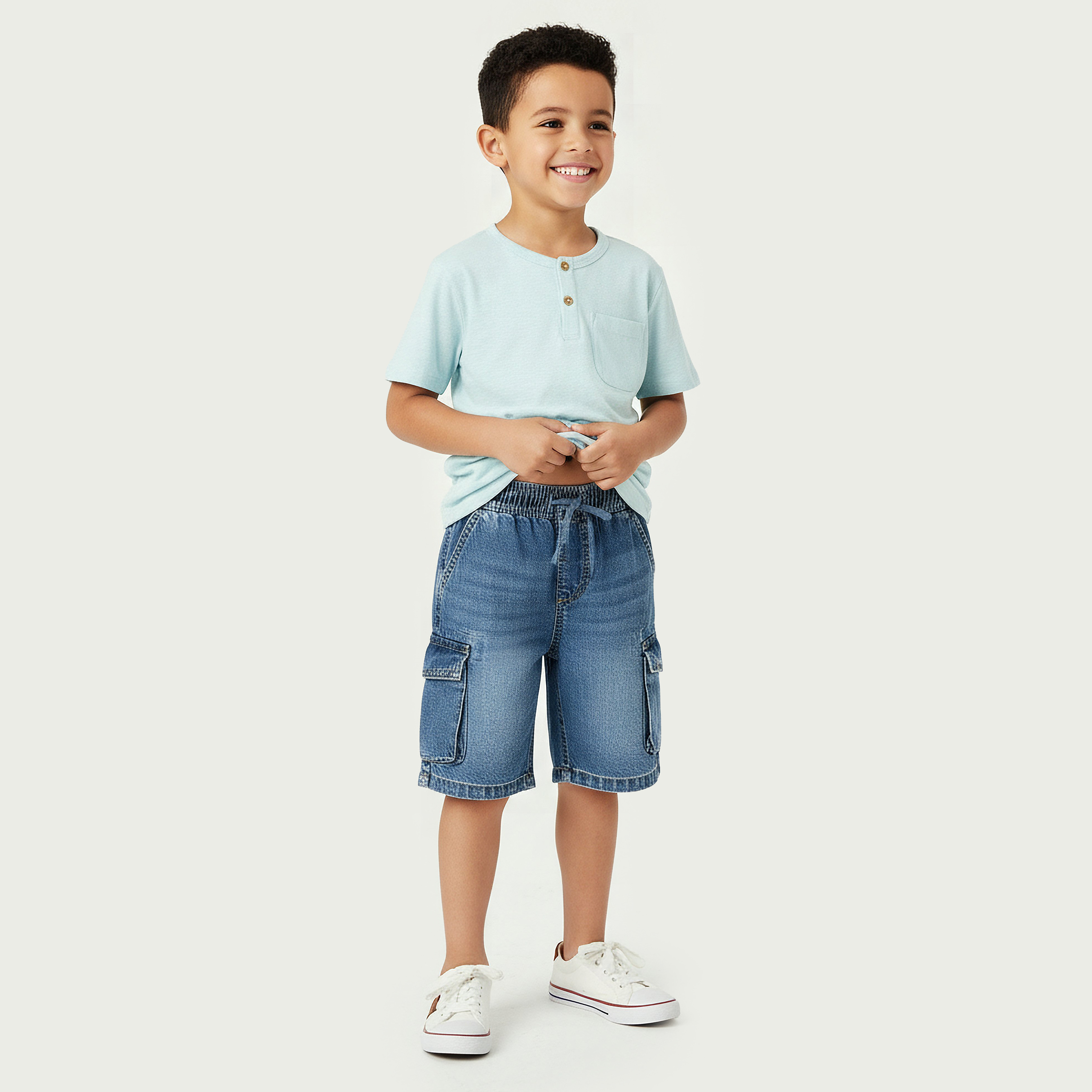 Juniors Buttoned Waist Shorts with Cargo Pockets-boys-clothing-bottoms-shorts-image-5
