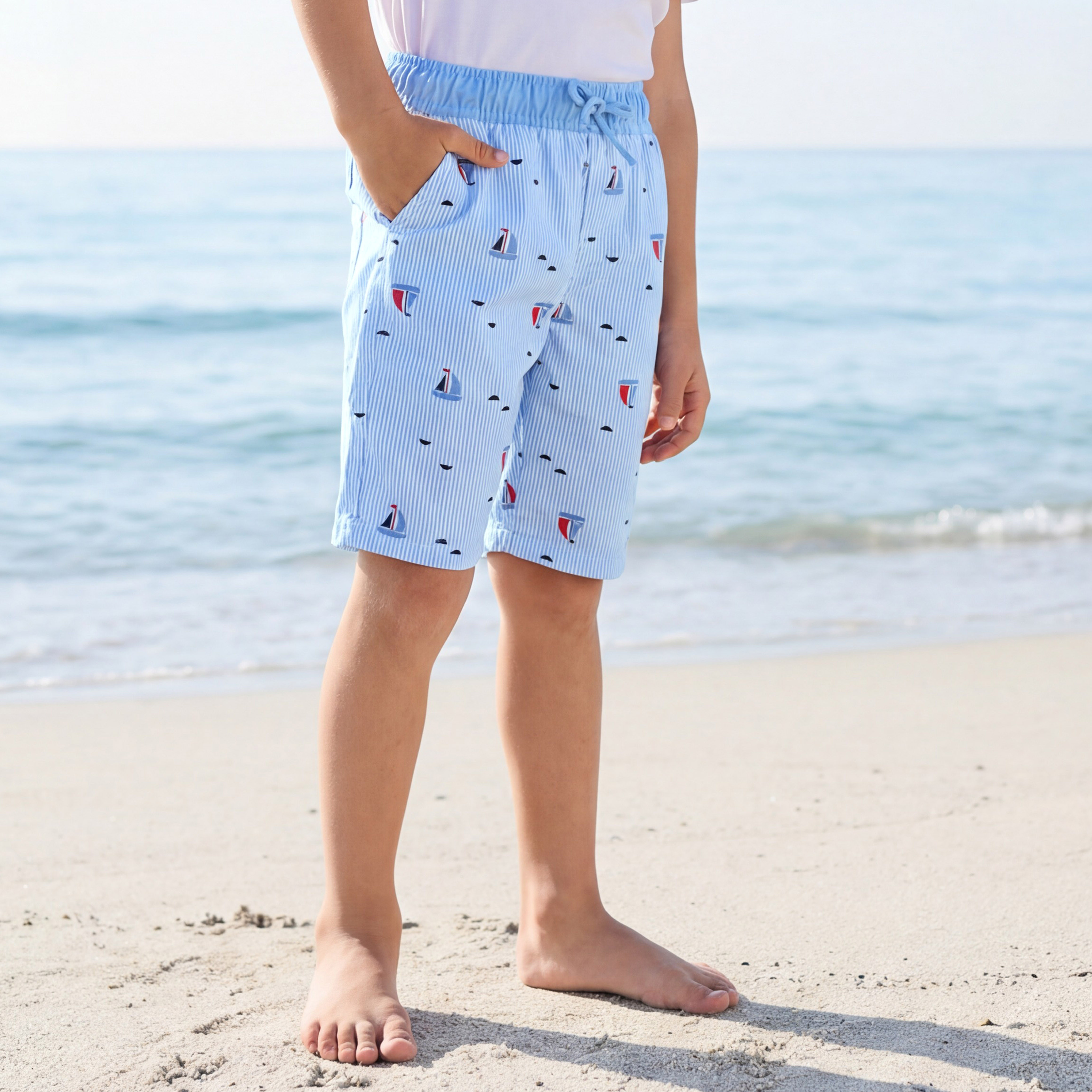 Juniors Boys Drawstring Waist Swim Shorts-boys-clothing-swimwear-image-1