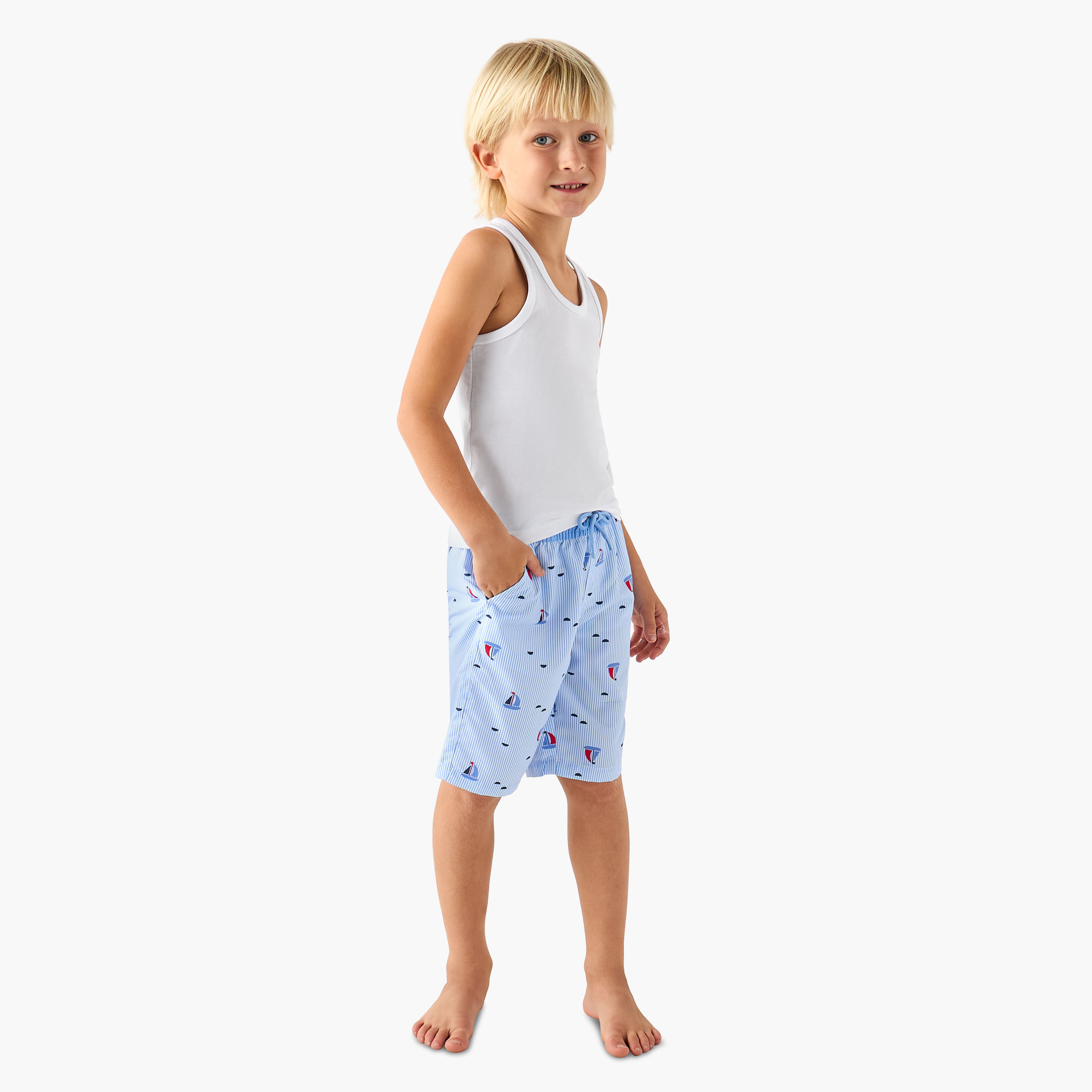 Juniors Boys Drawstring Waist Swim Shorts-boys-clothing-swimwear-image-2