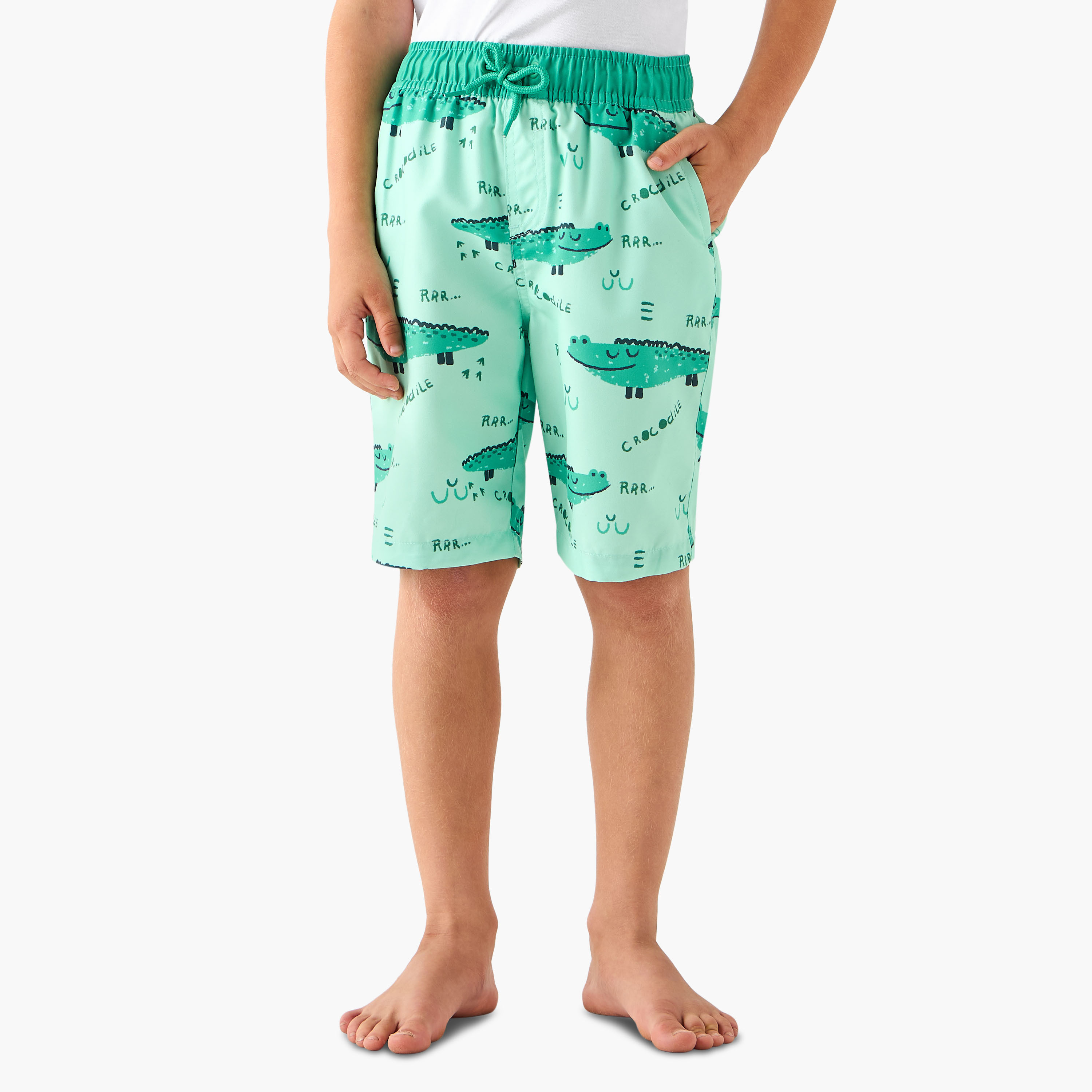 Juniors Boys Drawstring Waist Swim Shorts-boys-clothing-swimwear-image-2