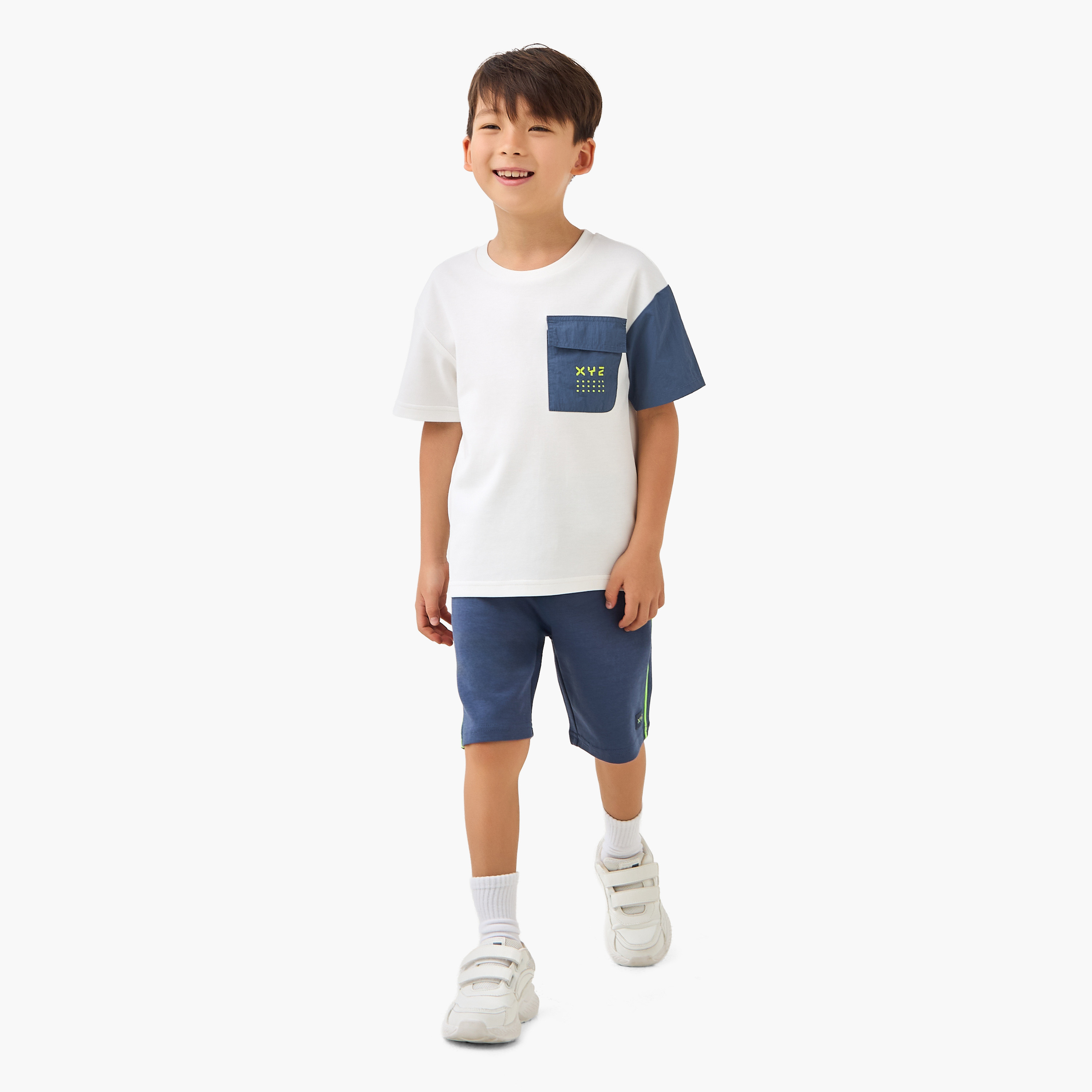 XYZ Crew Neck Short Sleeves T-shirt with Colourblock Design-sports-boys-clothing-tops-image-2