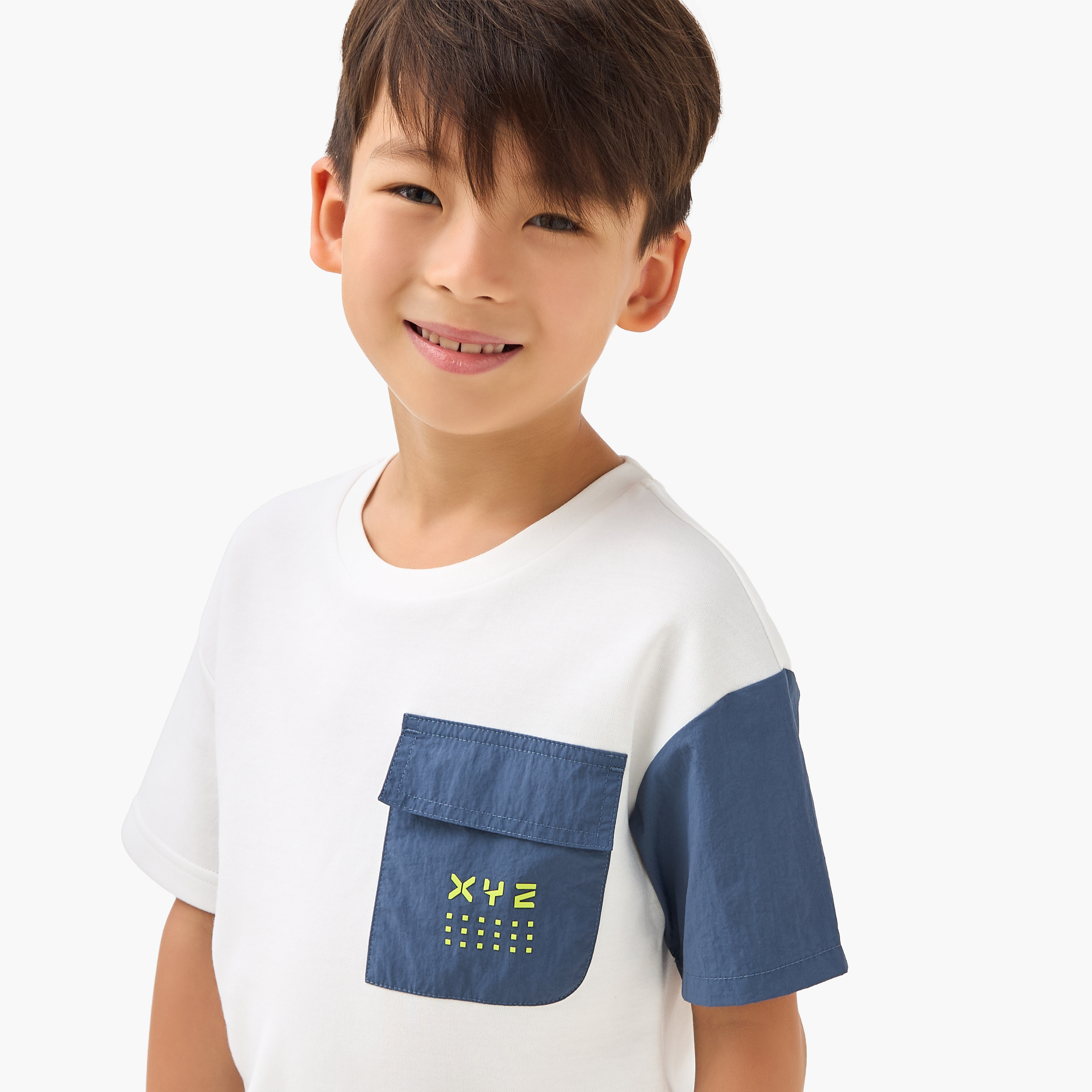 XYZ Crew Neck Short Sleeves T-shirt with Colourblock Design-sports-boys-clothing-tops-image-4