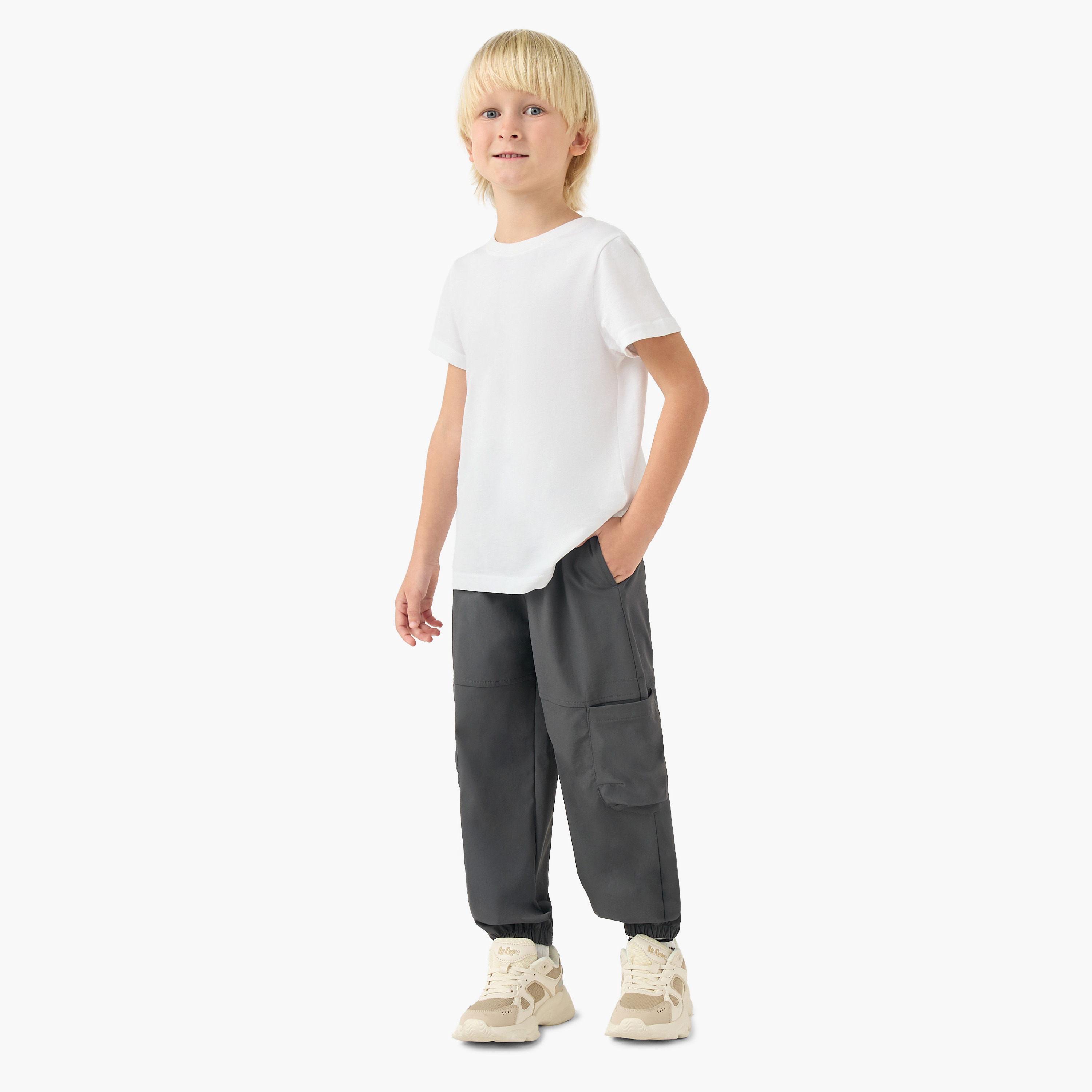 XYZ Elasticated Drawstring Waist Cargo Joggers with Logo Applique-boys-clothing-bottoms-joggersandtrackpants-image-2